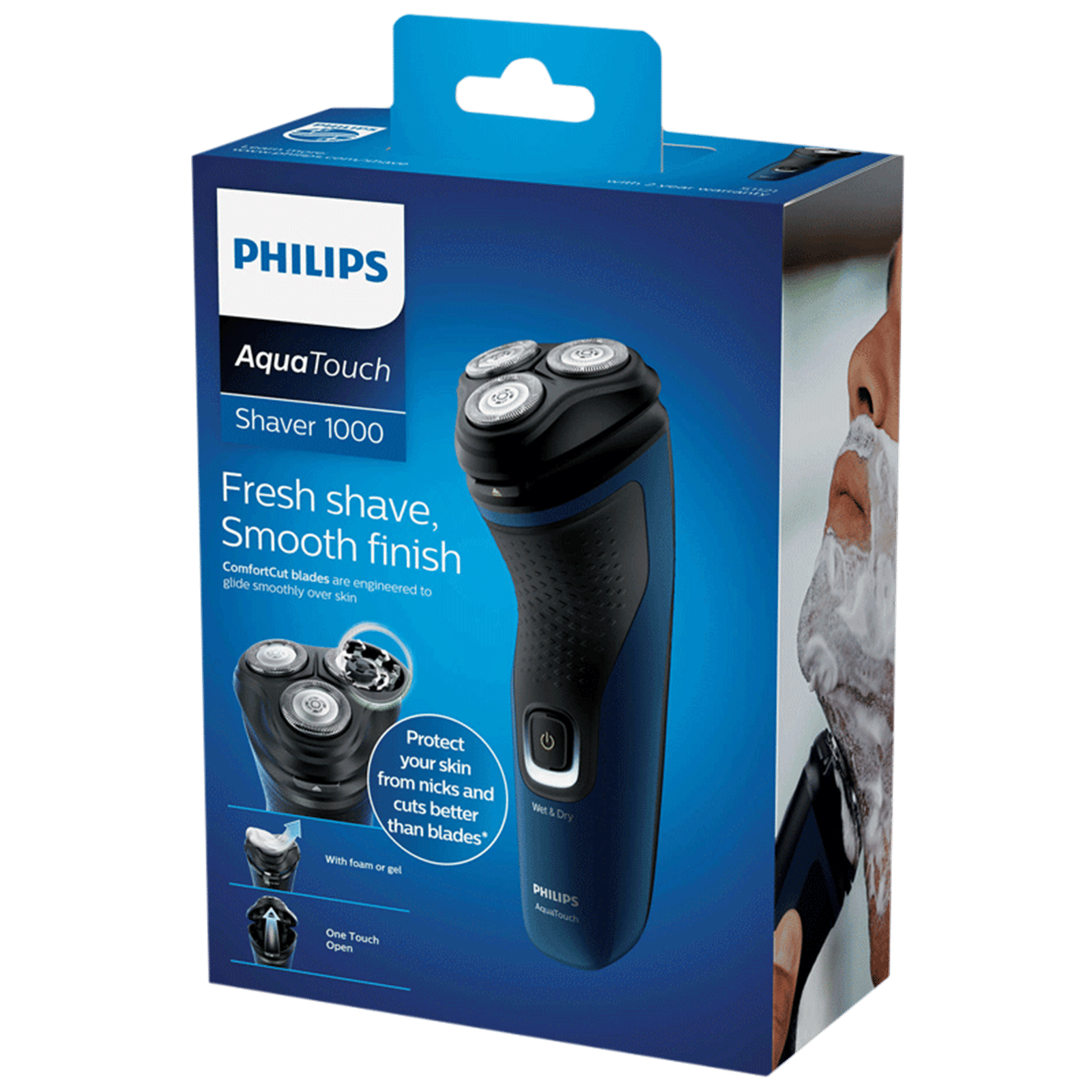 PHILIPS Series 1000 Rechargeable Cordless Shaver for Face for Men (40min Runtime, ComfortCut Blade System, Blue Malibu)_6