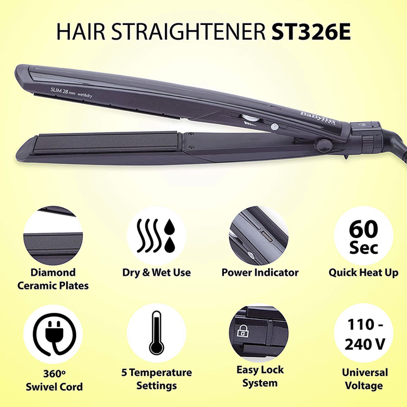 BaByliss Hair Straightener with Advanced Heating Technology (Diamond Ceramic Plate, Black) BaByliss Hair Straightener with Advanced Heating Technology (Diamond Ceramic Plate, Black)_6
