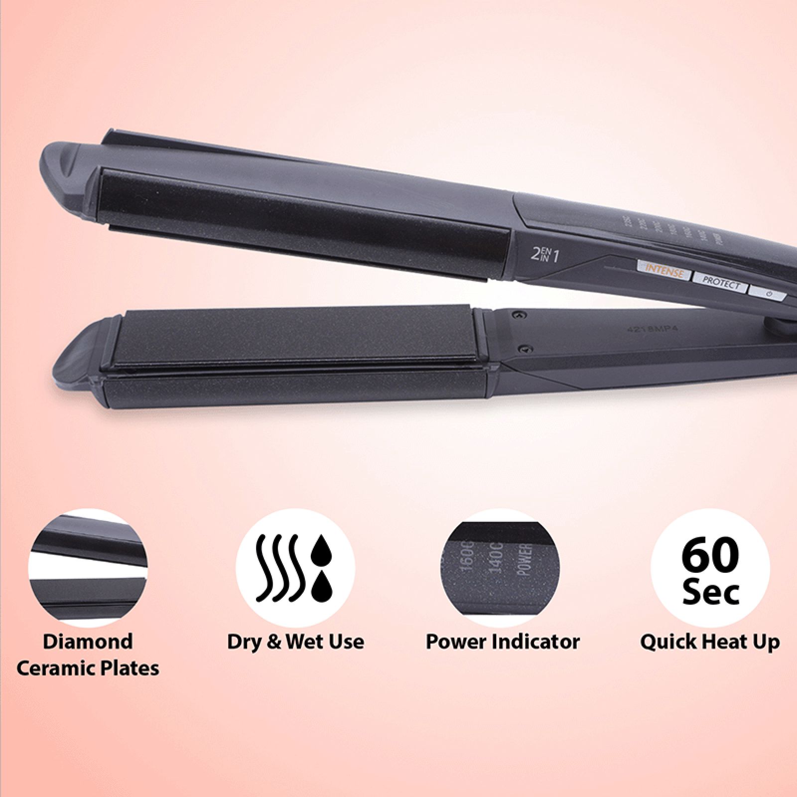 BaByliss 2-in-1 Hair Straightener & Curler with I-curl Function (Diamond Ceramic Plate, Black) BaByliss 2-in-1 Hair Straightener & Curler with I-curl Function (Diamond Ceramic Plate, Black)_9