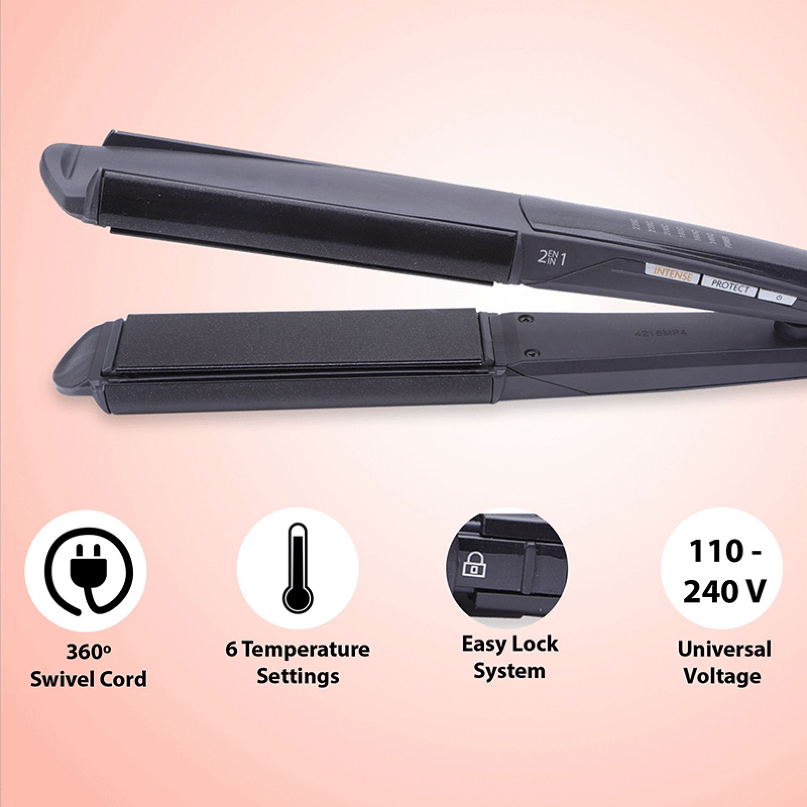 BaByliss 2-in-1 Hair Straightener & Curler with I-curl Function (Diamond Ceramic Plate, Black) BaByliss 2-in-1 Hair Straightener & Curler with I-curl Function (Diamond Ceramic Plate, Black)_8