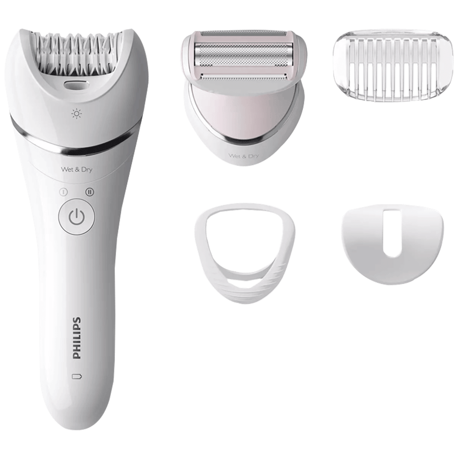 PHILIPS Series 8000 Rechargeable Cordless Wet & Dry Epilator for Legs, Face & Arms with 4 Interchangeable Heads (Double Action Technology, White) PHILIPS Series 8000 Rechargeable Cordless Wet & Dry Epilator for Legs, Face & Arms with 4 Interchangeable Heads (Double Action Technology, White)_1