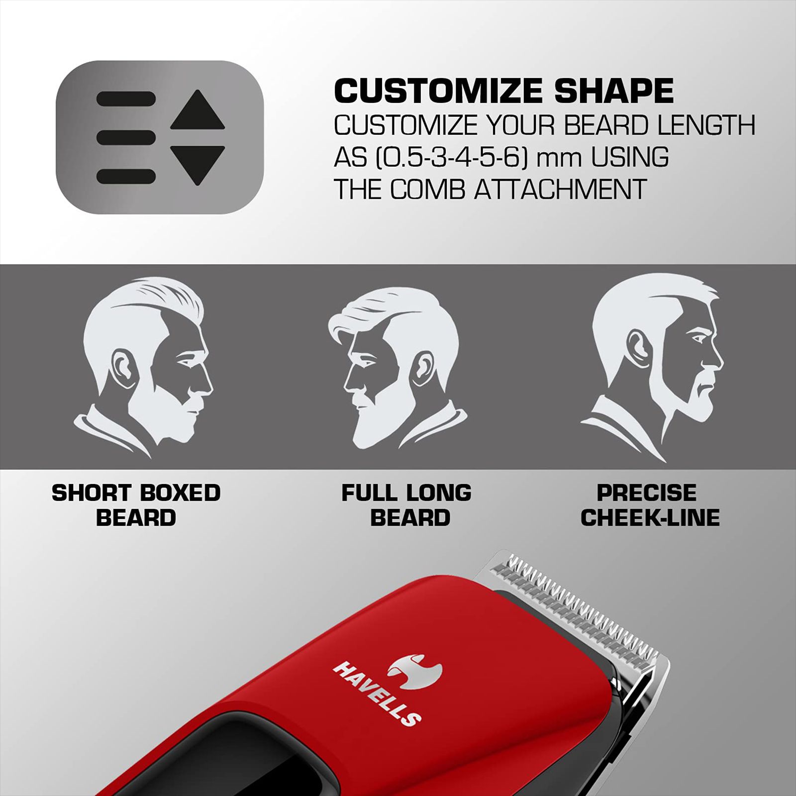 HAVELLS BT5111C Rechargeable Cordless Dry Trimmer for Beard & Moustache with 5 Length Settings for Men (45mins Runtime, LED Indicator, Red) HAVELLS BT5111C Rechargeable Cordless Dry Trimmer for Beard & Moustache with 5 Length Settings for Men (45mins Runtime, LED Indicator, Red)_12