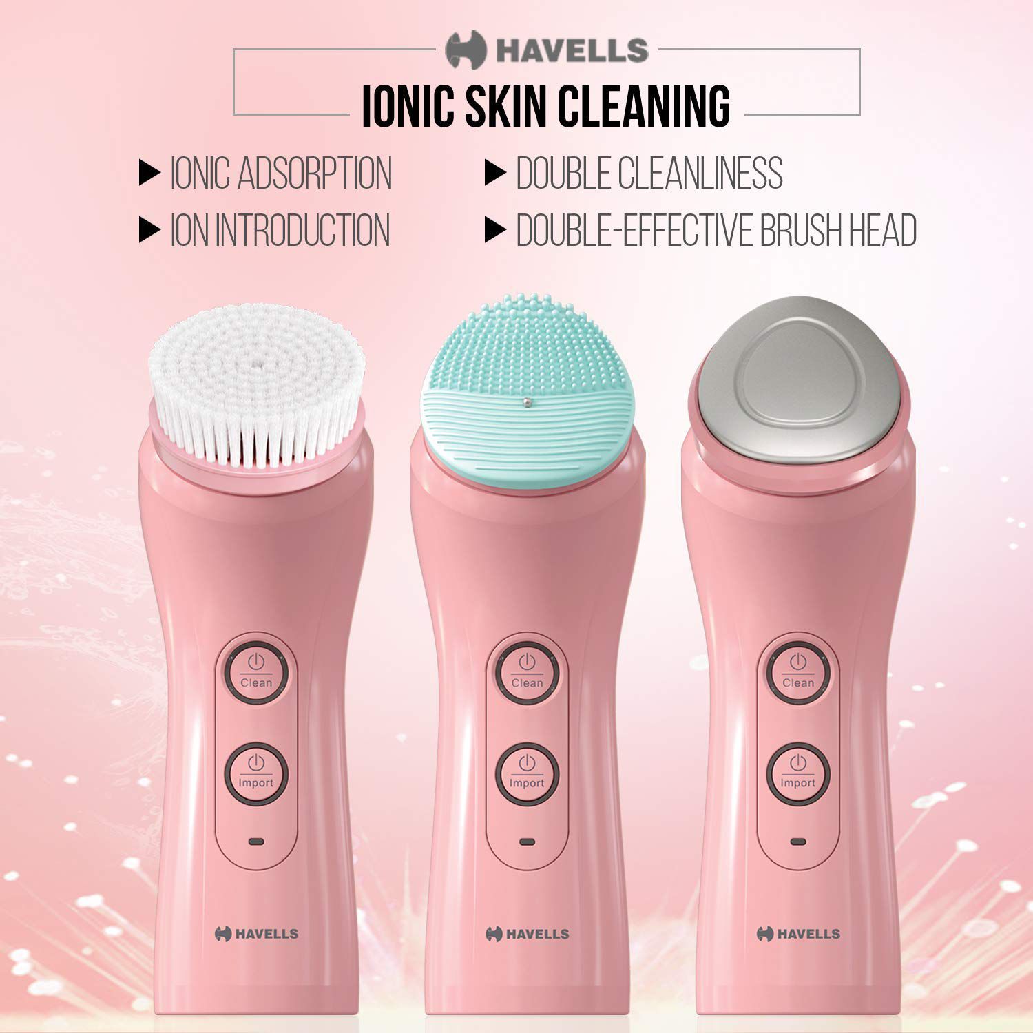 HAVELLS Skin Care Cordless 2-in-1 Facial Cleanser (6 Operation Modes, SC5070, Pink)_4