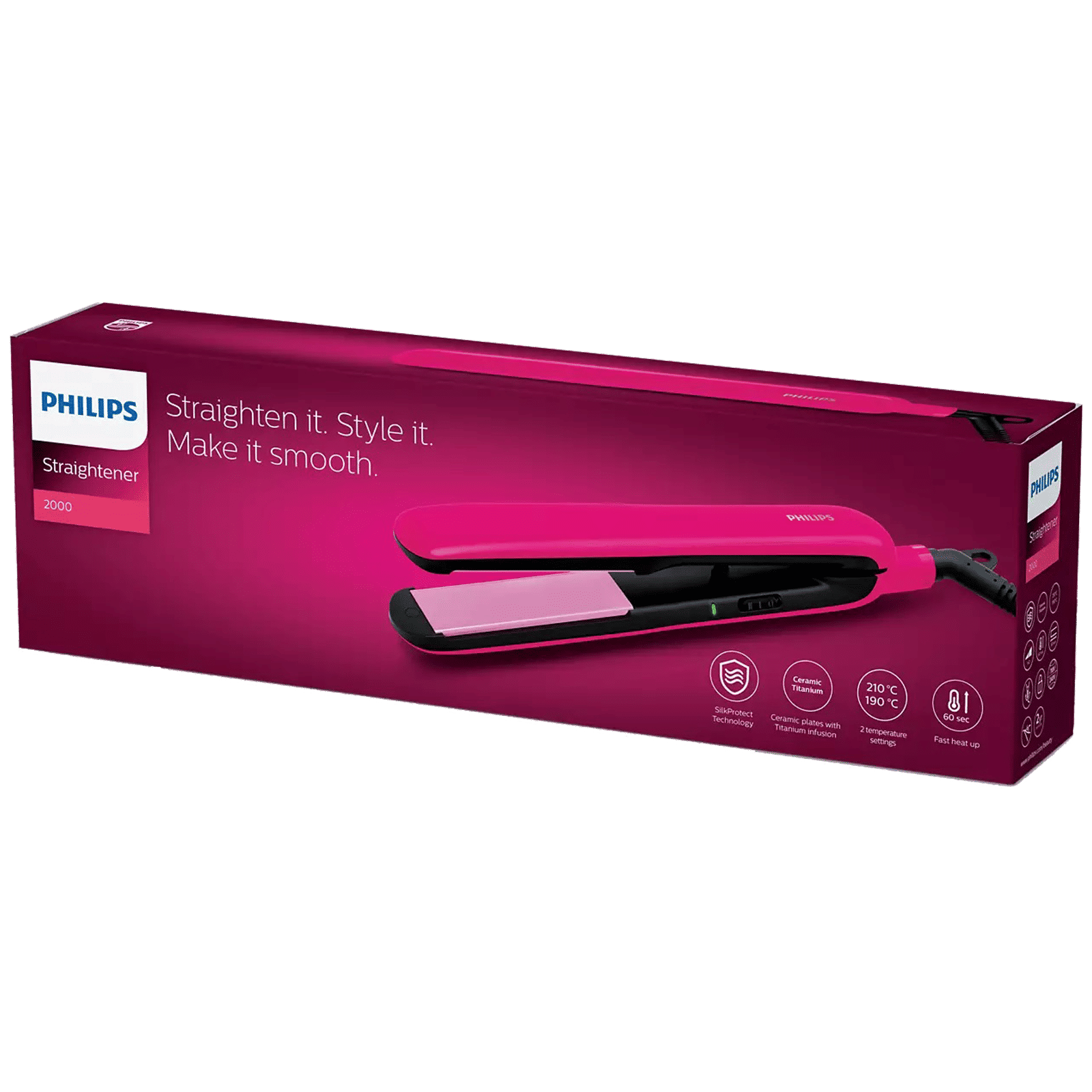 PHILIPS 2000 Hair Straightener with Silk Protect Technology (Ceramic Titanium Plates, Bright Pink) PHILIPS 2000 Hair Straightener with Silk Protect Technology (Ceramic Titanium Plates, Bright Pink)_10