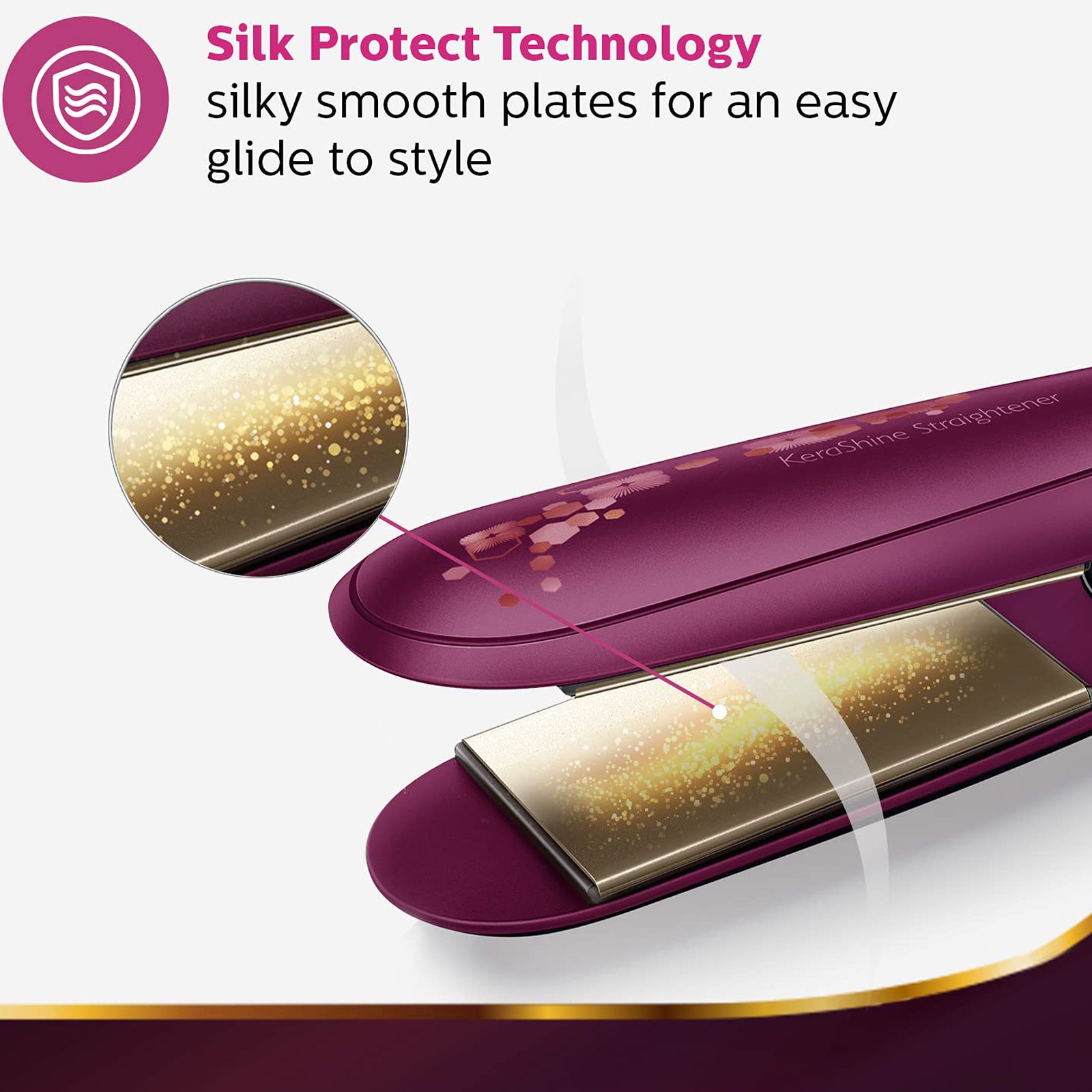 PHILIPS 3000 Hair Straightener with Silk Protect Technology (Ceramic Titanium Plates, Wine)_11