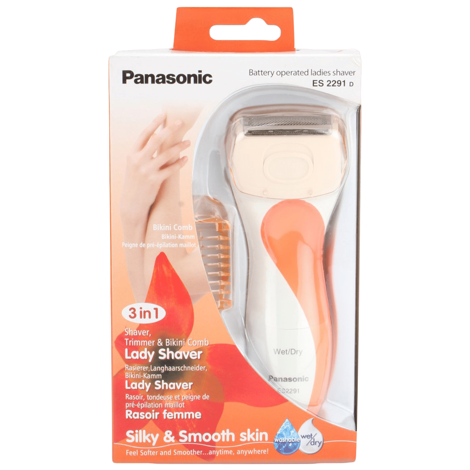 Panasonic Rechargeable Cordless Wet & Dry Epilator for Underarms, Arms, Legs & Intimate Areas (Waterproof, Orange & White)_10