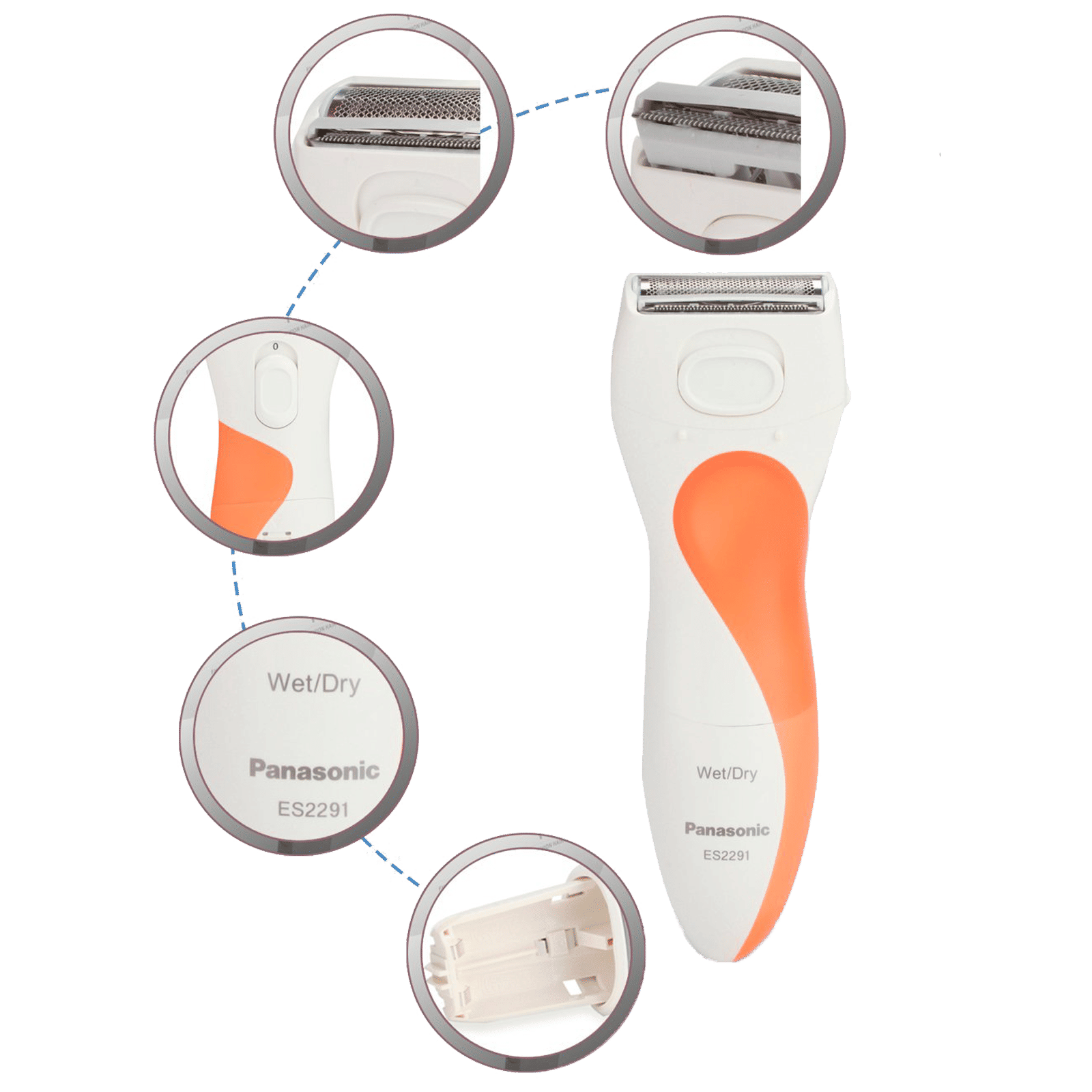 Panasonic Rechargeable Cordless Wet & Dry Epilator for Underarms, Arms, Legs & Intimate Areas (Waterproof, Orange & White)_5