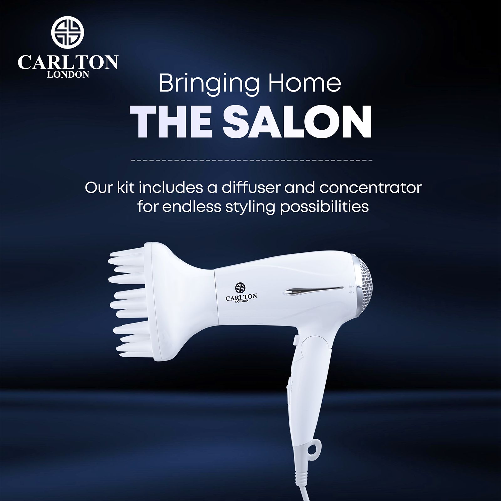 Carlton London Hair Dryer with 3 Heat Settings & Cold Blast (Ionic Technology, White) Carlton London Hair Dryer with 3 Heat Settings & Cold Blast (Ionic Technology, White)_5