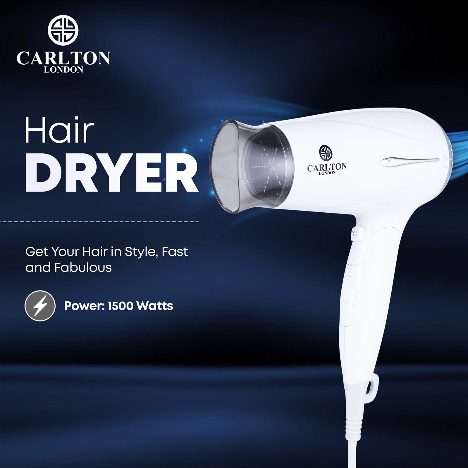 Carlton London Hair Dryer with 3 Heat Settings & Cold Blast (Ionic Technology, White) Carlton London Hair Dryer with 3 Heat Settings & Cold Blast (Ionic Technology, White)_9