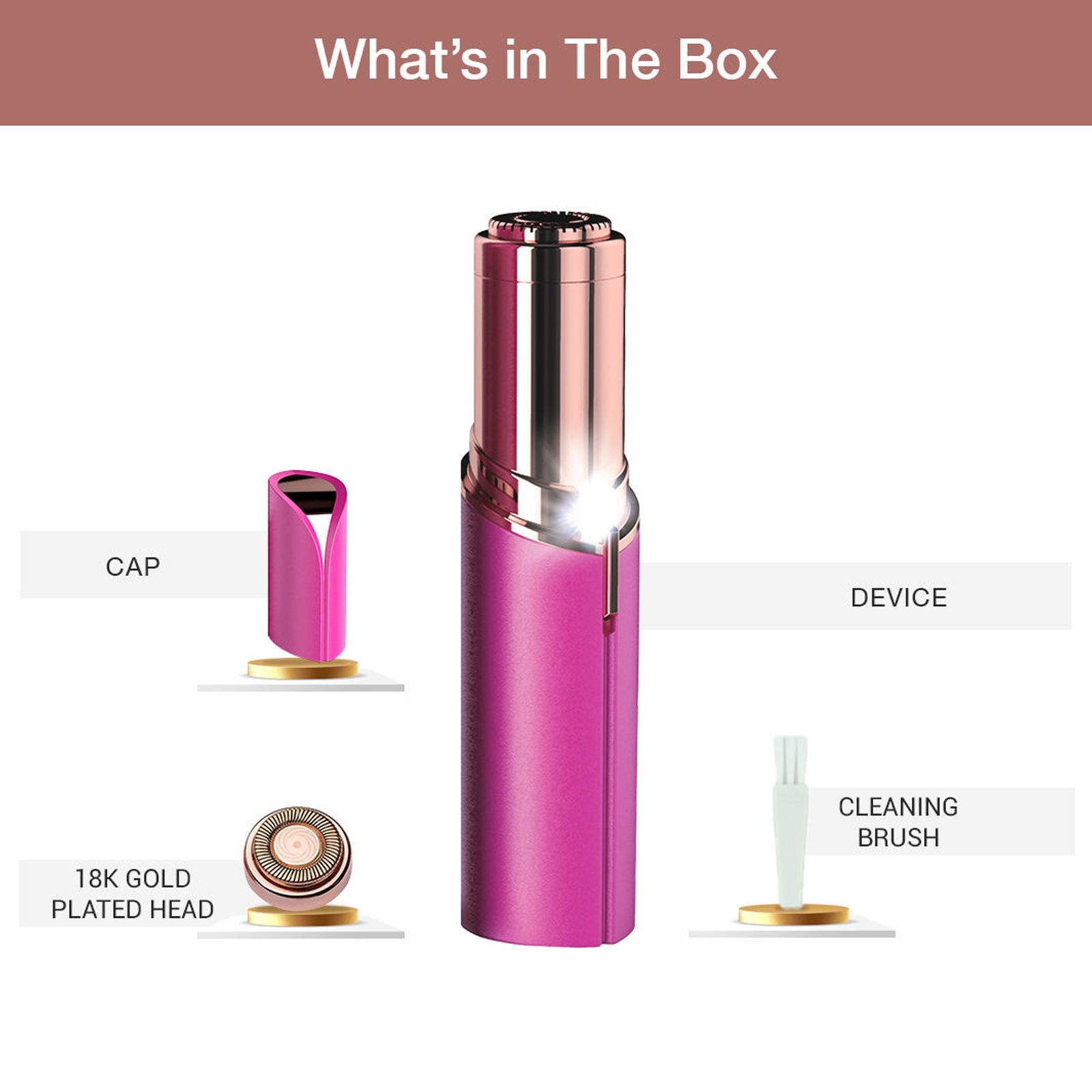 FINISHING TOUCH FLAWLESS Facial Hair Remover (Trimmer, 18K Gold Plated, German Technology, Pink) FINISHING TOUCH FLAWLESS Facial Hair Remover (Trimmer, 18K Gold Plated, German Technology, Pink)_3