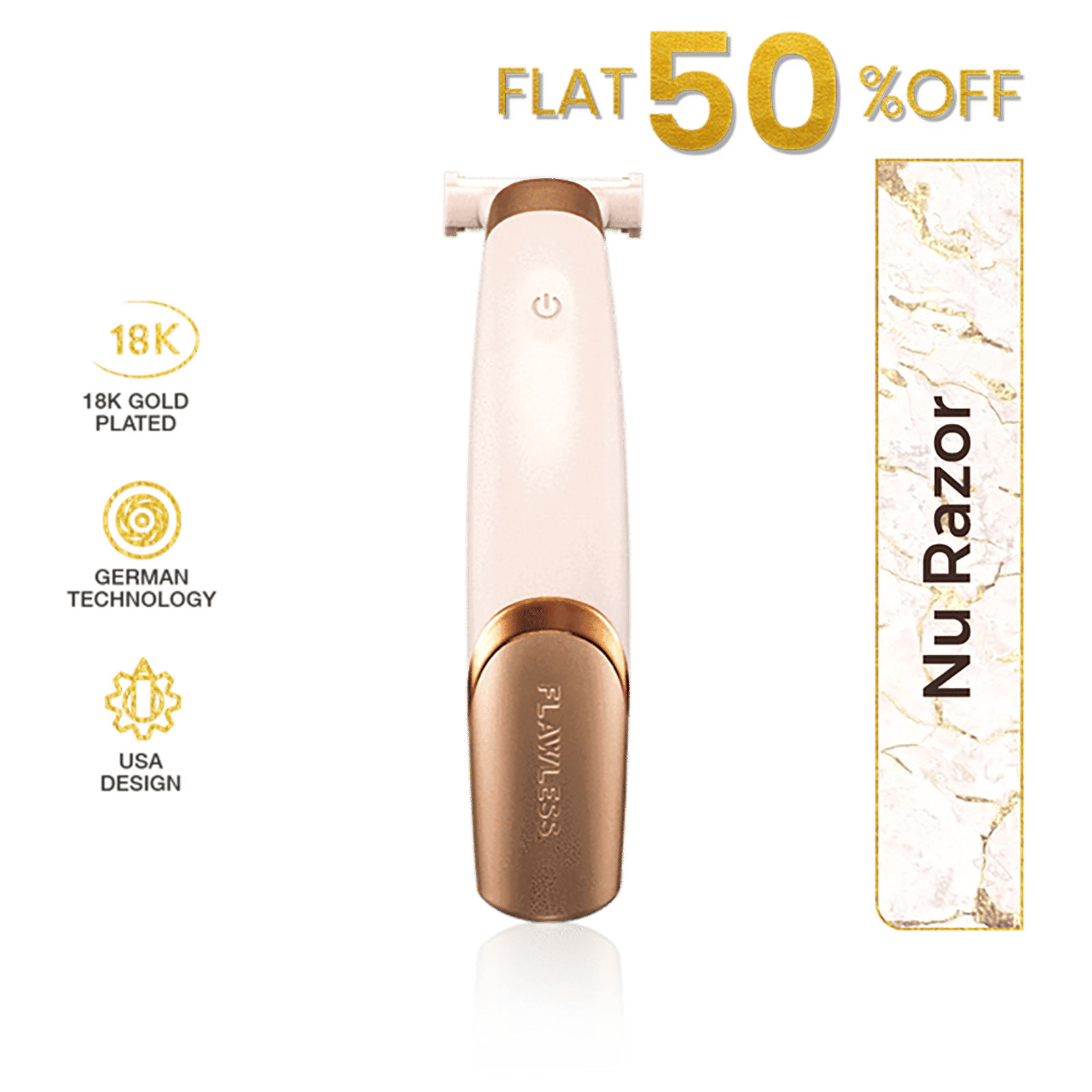 FINISHING TOUCH FLAWLESS NU Razor Rechargeable Cordless Electric Shaver for Arms, Legs & Intimate Areas for Women (240min Runtime, German Technology, Rose Gold) FINISHING TOUCH FLAWLESS NU Razor Rechargeable Cordless Electric Shaver for Arms, Legs & Intimate Areas for Women (240min Runtime, German Technology, Rose Gold)_7