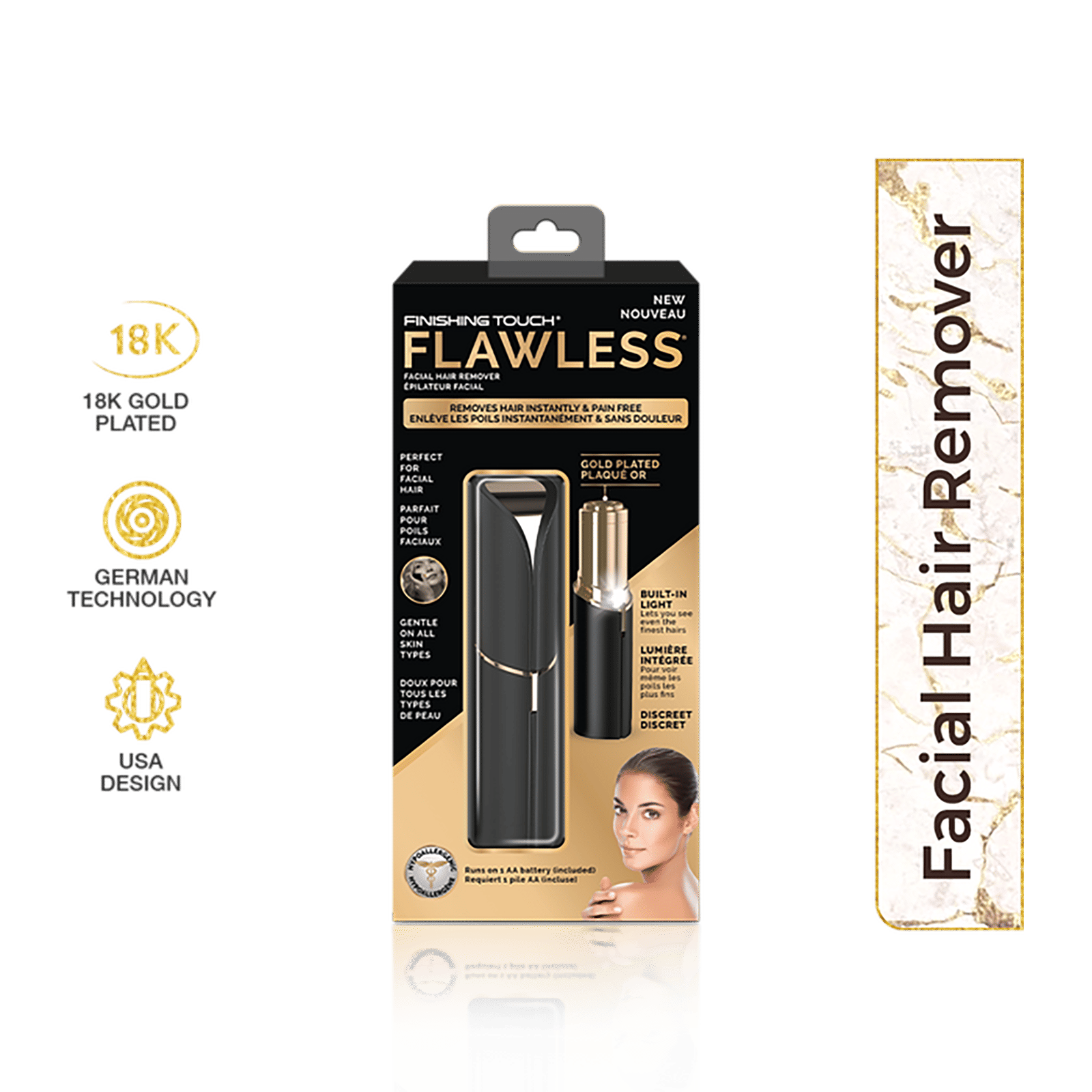 FINISHING TOUCH FLAWLESS Cordless Dry Trimmer for Face (German Technology, Black)_6