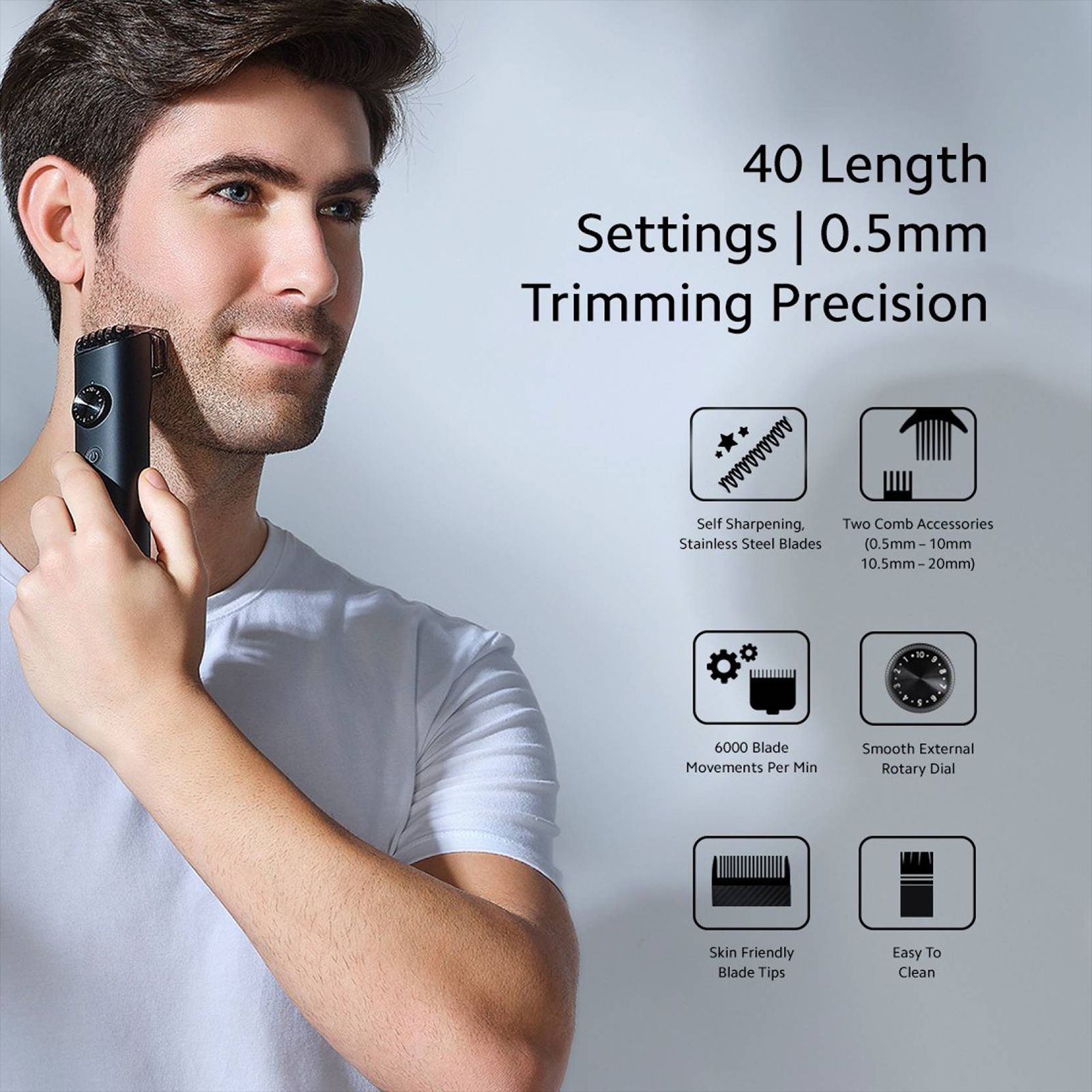 Xiaomi 2 Rechargeable Corded & Cordless Dry Trimmer for Beard & Moustache with 40 Length Settings for Men (90mins Runtime, IPX7 Waterproof, Black) Xiaomi 2 Rechargeable Corded & Cordless Dry Trimmer for Beard & Moustache with 40 Length Settings for Men (90mins Runtime, IPX7 Waterproof, Black)_6