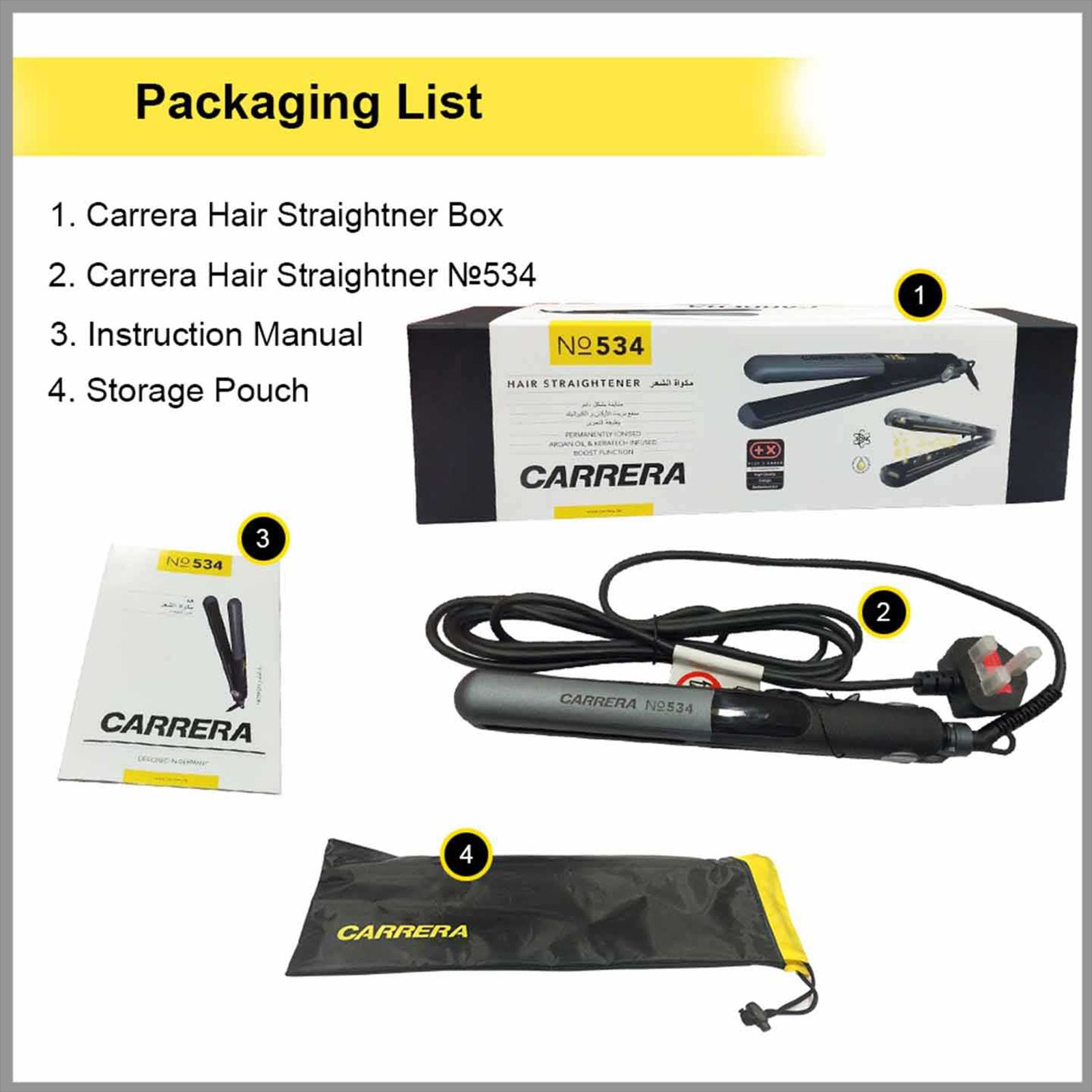 CARRERA Professional Hair Straightener with Permanent Ionisation (Ceramic Plates, Grey) CARRERA Professional Hair Straightener with Permanent Ionisation (Ceramic Plates, Grey)_7