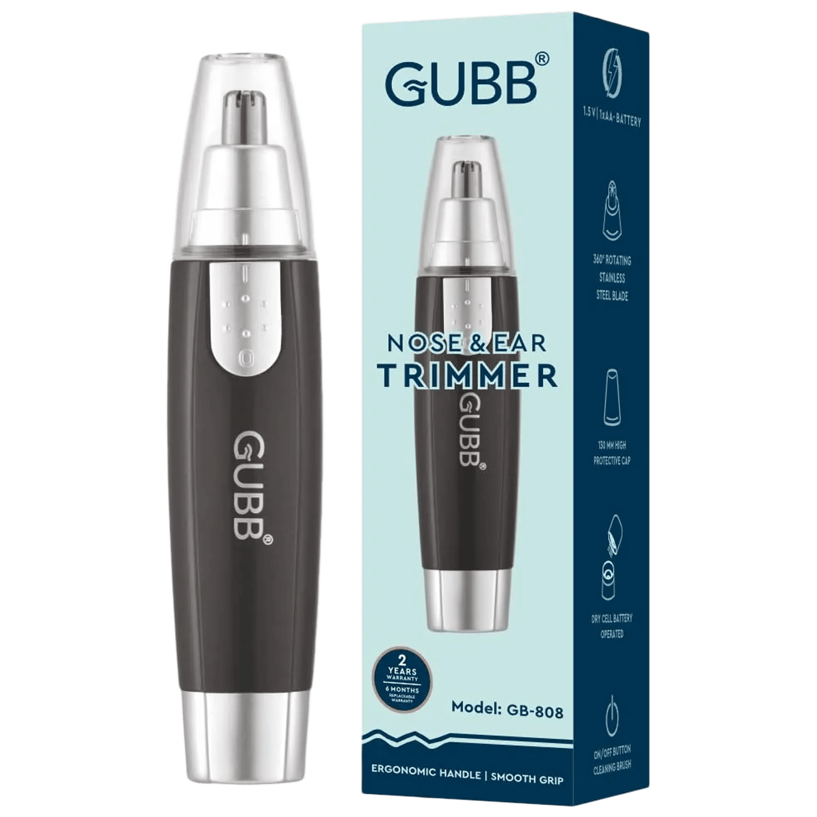 GUBB GB-808 Rechargeable Cordless Dry Trimmer for Nose & Ear for Men & Women (600mins Runtime, 360 Degree Rotating Mechanism, Black) GUBB GB-808 Rechargeable Cordless Dry Trimmer for Nose & Ear for Men & Women (600mins Runtime, 360 Degree Rotating Mechanism, Black)_1