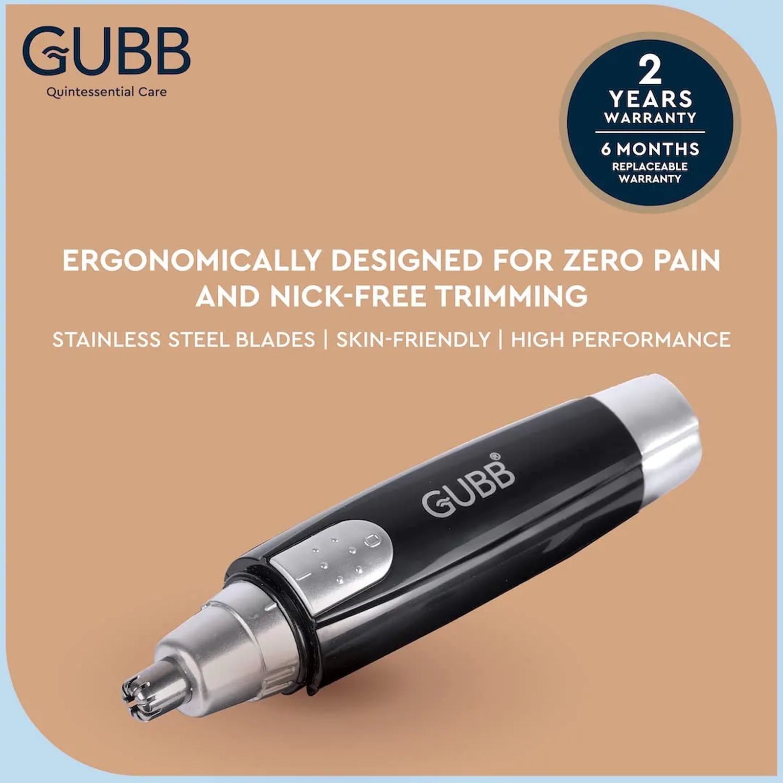 GUBB GB-808 Rechargeable Cordless Dry Trimmer for Nose & Ear for Men & Women (600mins Runtime, 360 Degree Rotating Mechanism, Black) GUBB GB-808 Rechargeable Cordless Dry Trimmer for Nose & Ear for Men & Women (600mins Runtime, 360 Degree Rotating Mechanism, Black)_4