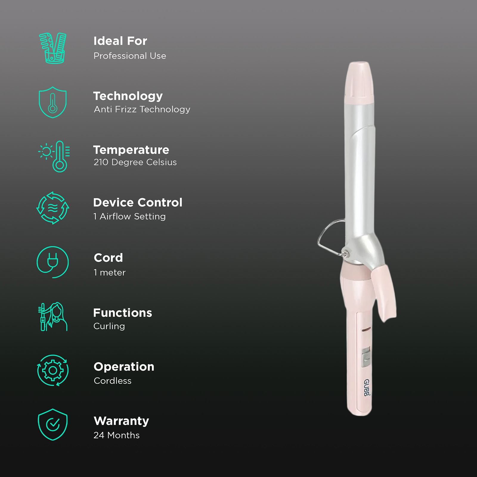 GUBB GB 005 Hair Styler with Anti Frizz Technology (Heat Damage Control, Pink) GUBB GB 005 Hair Styler with Anti Frizz Technology (Heat Damage Control, Pink)_3