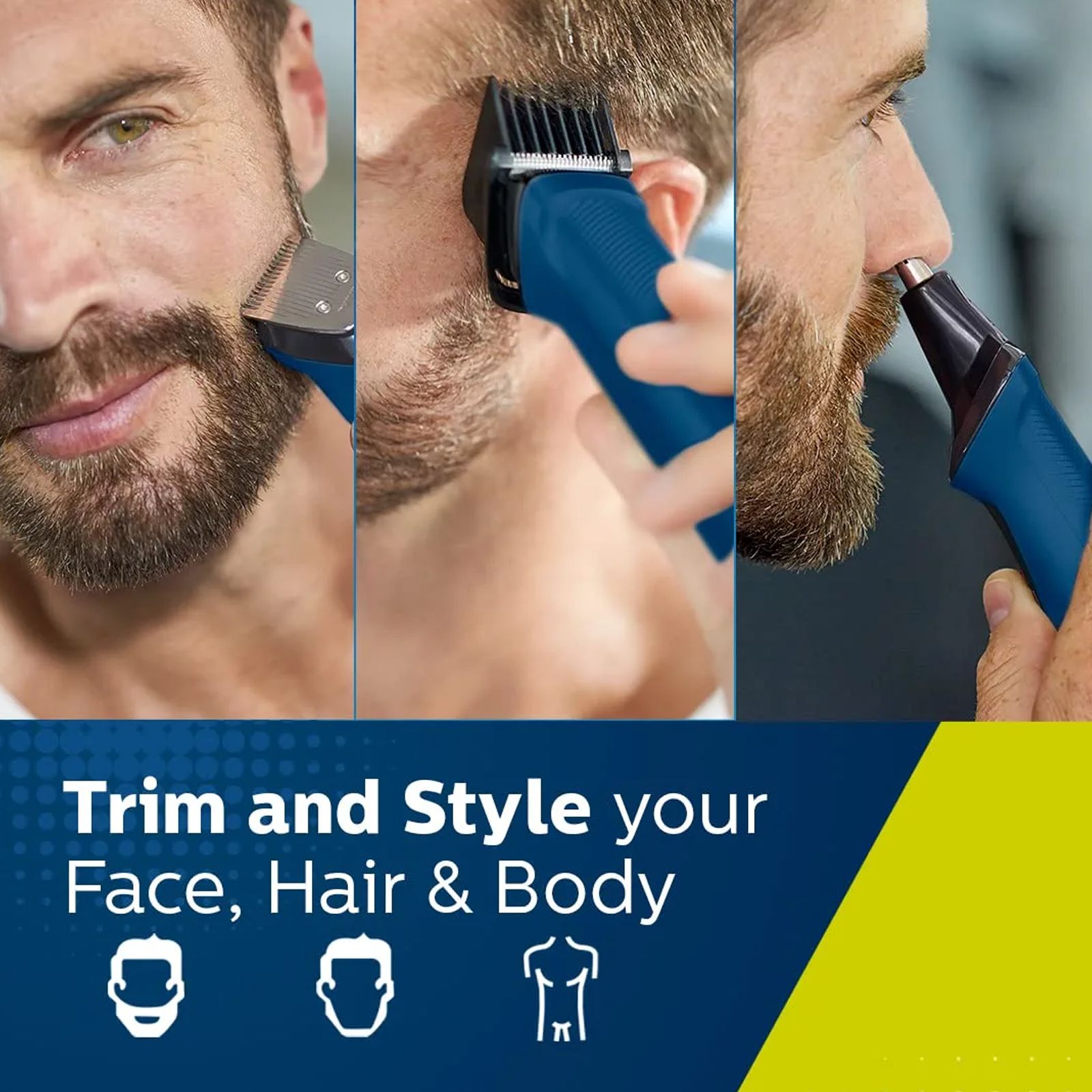 PHILIPS Series 7000 12-in-1 Rechargeable Cordless Grooming Kit for Face, Hair & Body for Men (90min Runtime, DualCut Technology, Blue) PHILIPS Series 7000 12-in-1 Rechargeable Cordless Grooming Kit for Face, Hair & Body for Men (90min Runtime, DualCut Technology, Blue)_8