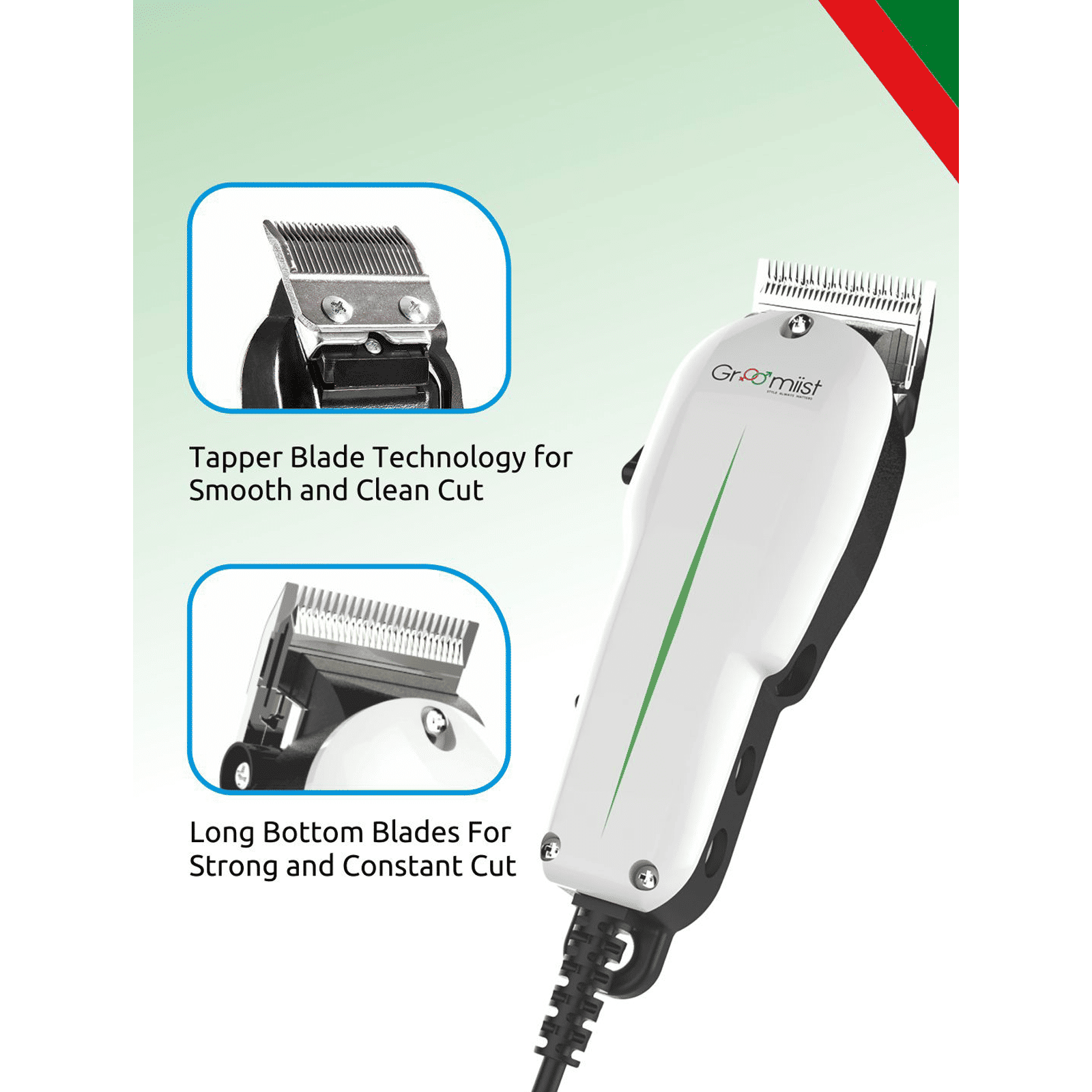 Groomiist Professional Series Corded Dry Trimmer for Body Grooming, Hair Clipping, Beard & Moustache with 6 Length Settings for Men (Durable Long-Lasting Motor, White & Black) Groomiist Professional Series Corded Dry Trimmer for Body Grooming, Hair Clipping, Beard & Moustache with 6 Length Settings for Men (Durable Long-Lasting Motor, White & Black)_6