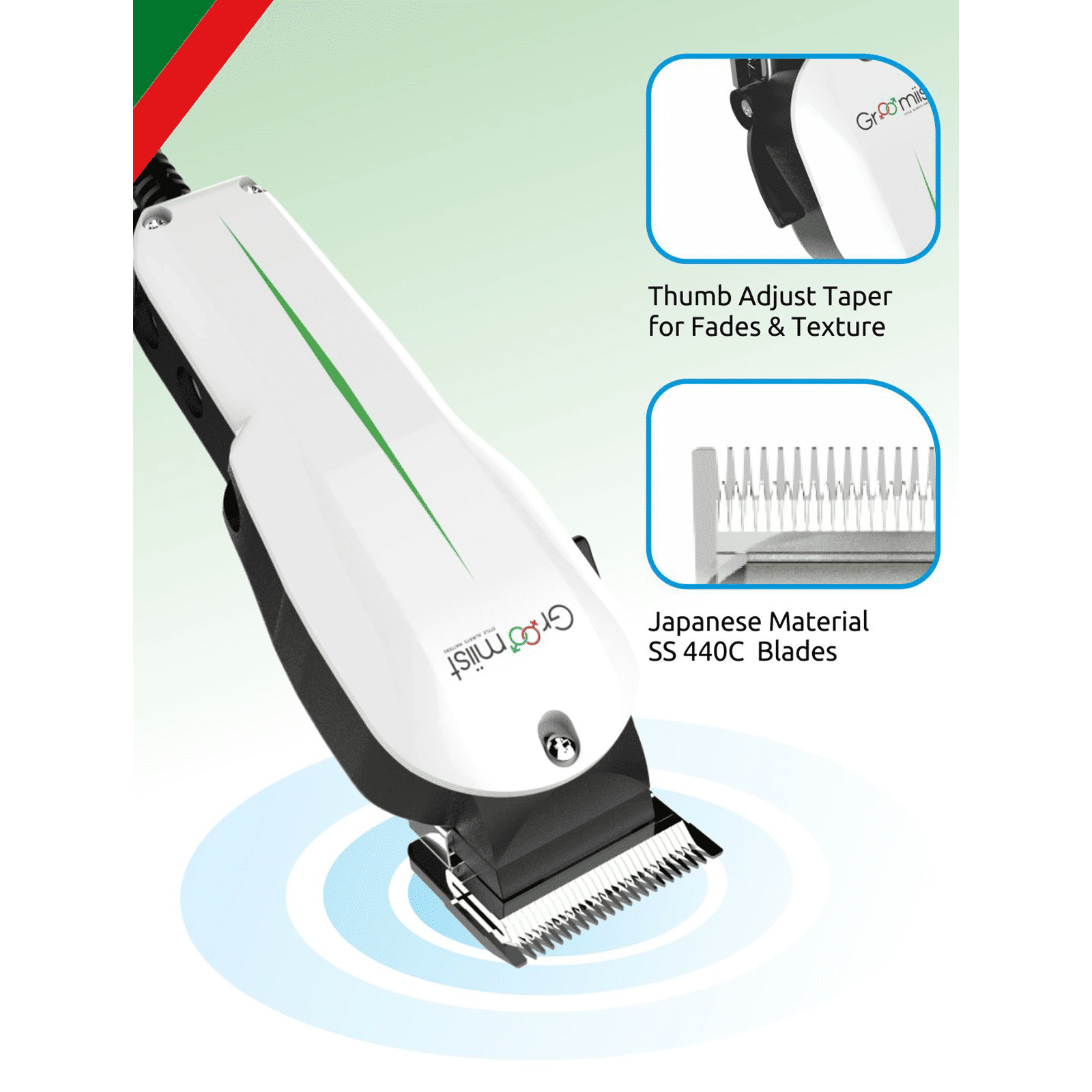 Groomiist Professional Series Corded Dry Trimmer for Body Grooming, Hair Clipping, Beard & Moustache with 6 Length Settings for Men (Durable Long-Lasting Motor, White & Black) Groomiist Professional Series Corded Dry Trimmer for Body Grooming, Hair Clipping, Beard & Moustache with 6 Length Settings for Men (Durable Long-Lasting Motor, White & Black)_7