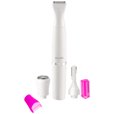 AGARO 2107 Rechargeable Cordless Wet & Dry Trimmer for Intimate Areas, Nose, Ear & Eyebrow with 2 Length Settings for Women (60min Runtime, IPX4 Water Resistant, White)