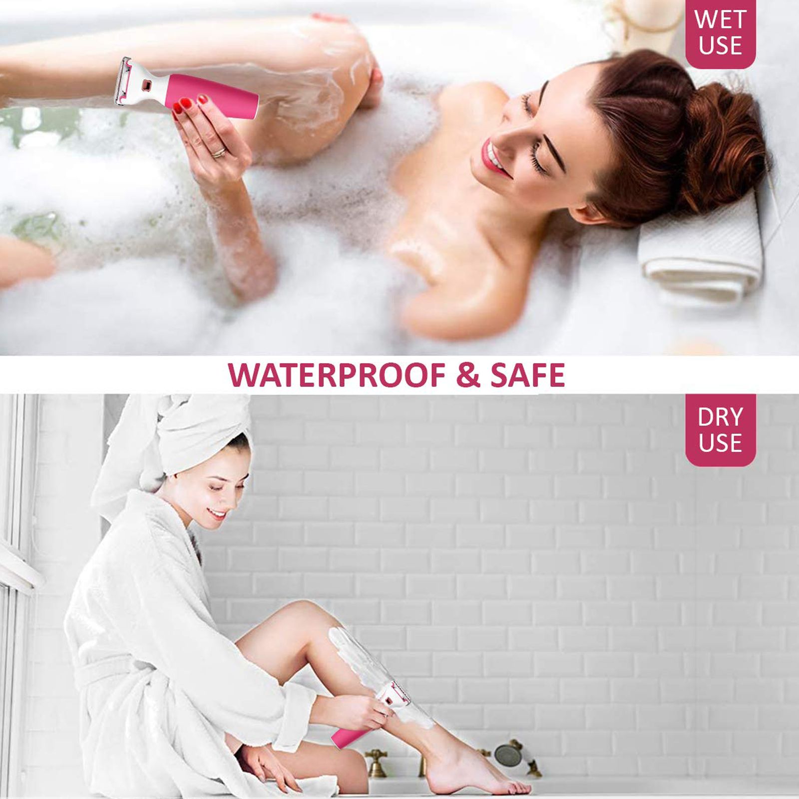 AGARO FT-2001 Rechargeable Cordless Wet & Dry Trimmer for Body & Intimate Areas for Women (60min Runtime, IPX5 Waterproof, Pink) AGARO FT-2001 Rechargeable Cordless Wet & Dry Trimmer for Body & Intimate Areas for Women (60min Runtime, IPX5 Waterproof, Pink)_3