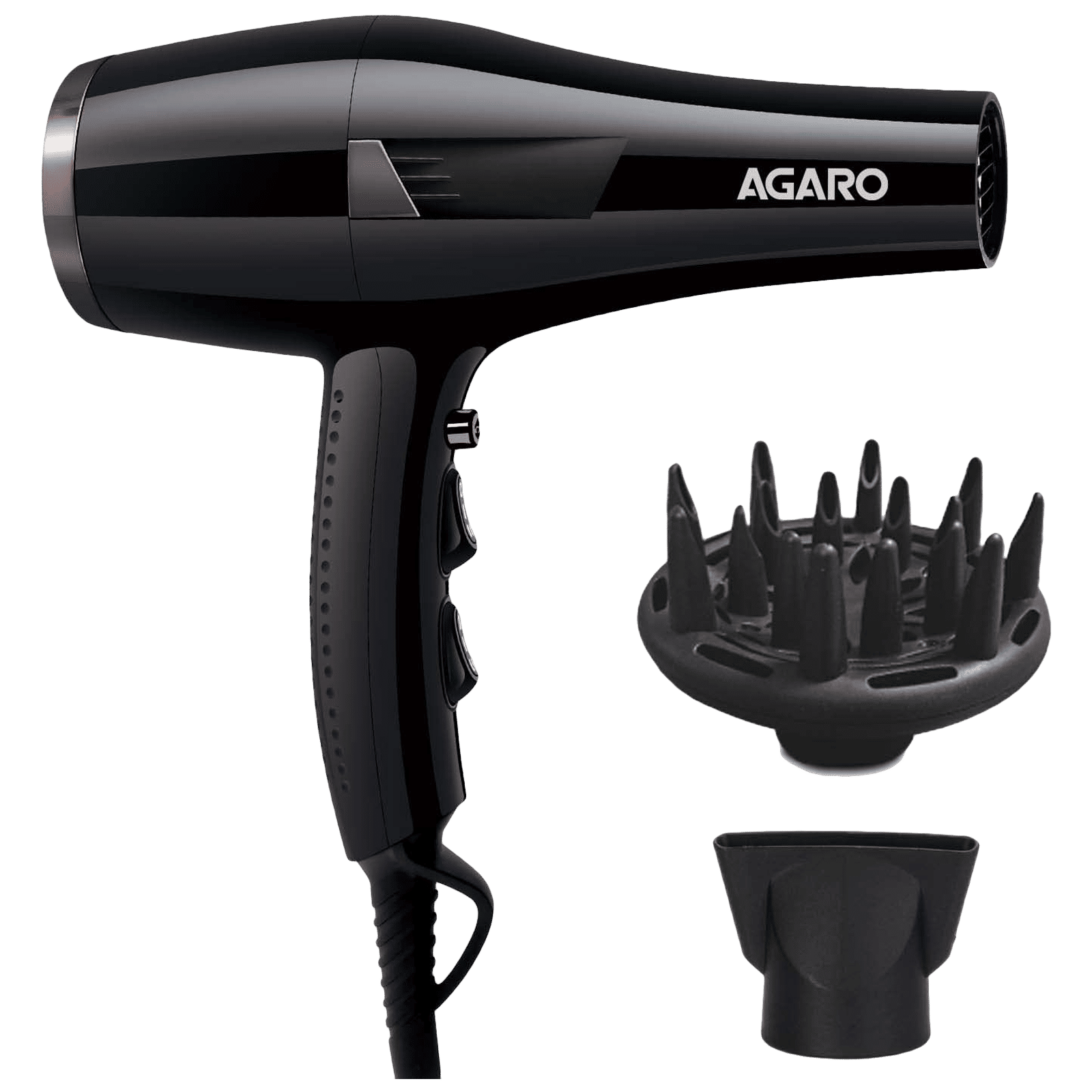 AGARO Turbo Pro Hair Dryer with 3 Heat Settings & Cool Shot (Diffuser, Black) AGARO Turbo Pro Hair Dryer with 3 Heat Settings & Cool Shot (Diffuser, Black)_1