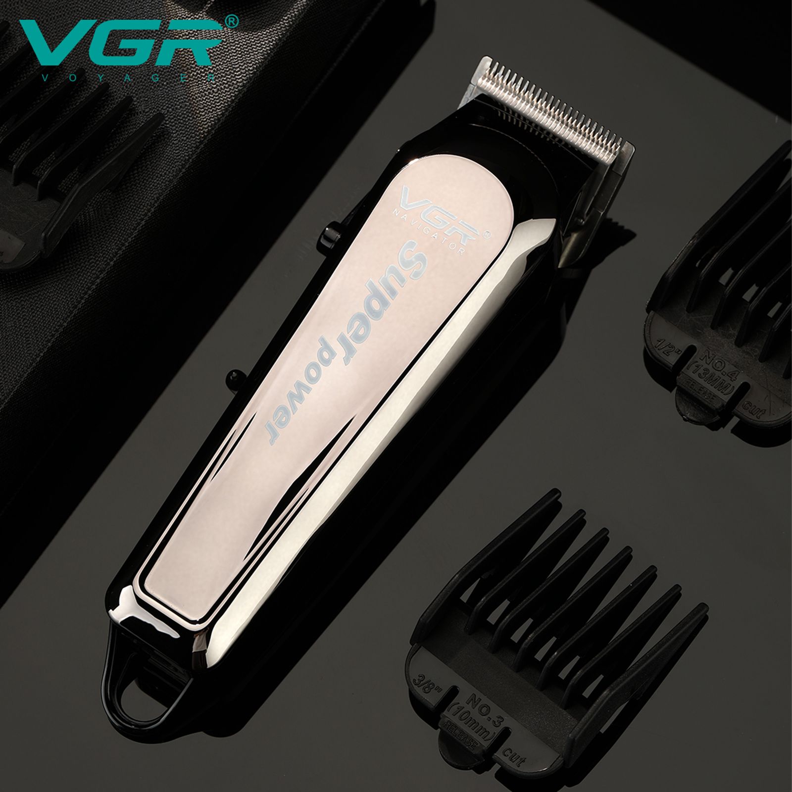 VGR V-060 Rechargeable Cordless Dry Trimmer for Hair Clipping, Beard, Moustache & Body Grooming with 4 Length Settings for Men (150min Runtime, Digital LED Display, Silver)_6