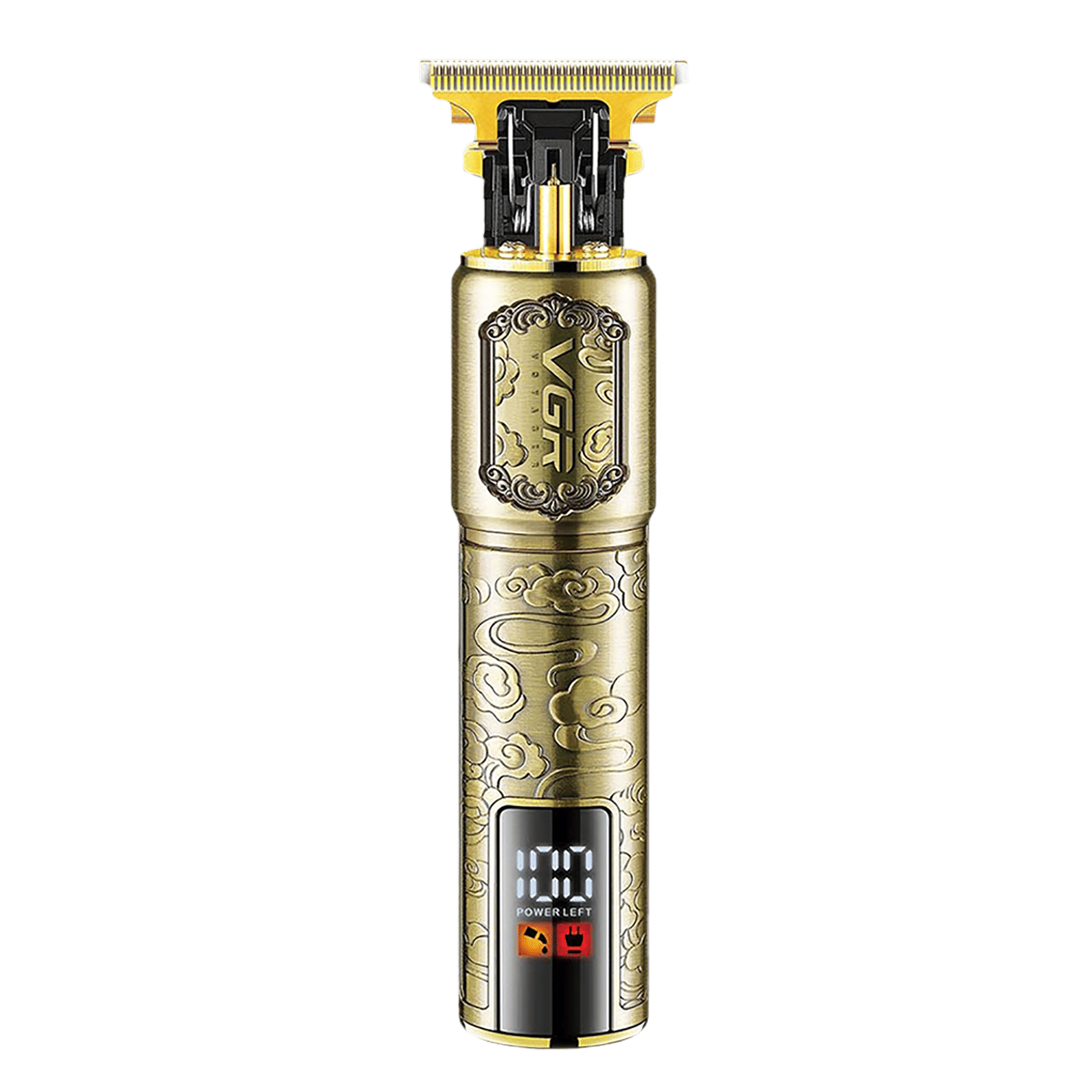 VGR V-073 Rechargeable Cordless Wet & Dry Trimmer for Hair Clipping, Beard, Moustache, Body Grooming & Intimate Areas with 4 Length Settings for Men (240min Runtime, LED Display, Gold)_3
