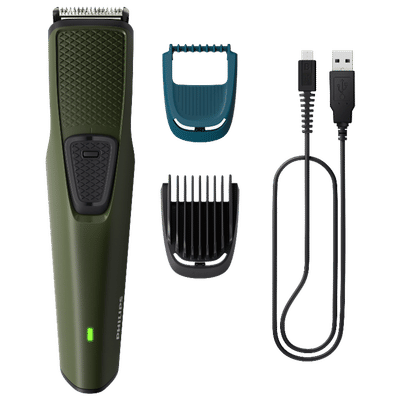 PHILIPS Series 1000 Rechargeable Cordless Wet & Dry Trimmer for Beard for Men (30mins Runtime, DuraPower Technology, Green)