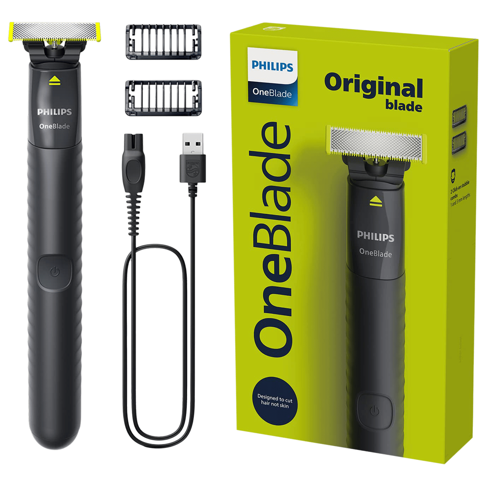 PHILIPS OneBlade Rechargeable Cordless Wet & Dry Trimmer for Beard & Moustache with 3 Length Settings for Men (30min Runtime, IPX7 Waterproof, Charcoal Gray) PHILIPS OneBlade Rechargeable Cordless Wet & Dry Trimmer for Beard & Moustache with 3 Length Settings for Men (30min Runtime, IPX7 Waterproof, Charcoal Gray)_1