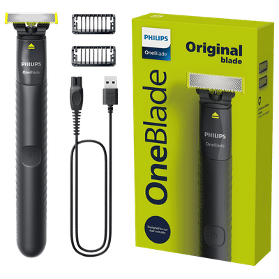 PHILIPS OneBlade Rechargeable Cordless Wet & Dry Trimmer for Beard & Moustache with 3 Length Settings for Men (30min Runtime, IPX7 Waterproof, Charcoal Gray)