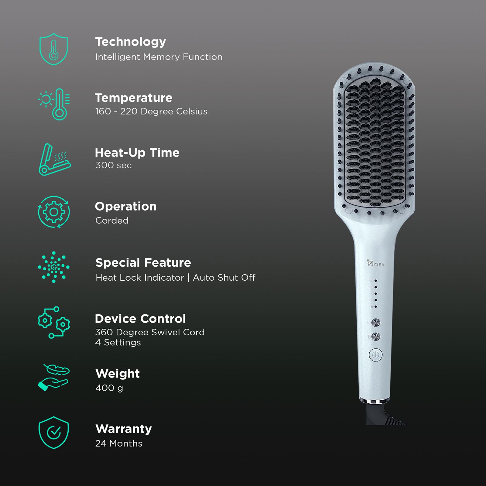 SYSKA HBS300 Hair Straightener with Intelligent Memory Function (Grey) SYSKA HBS300 Hair Straightener with Intelligent Memory Function (Grey)_3