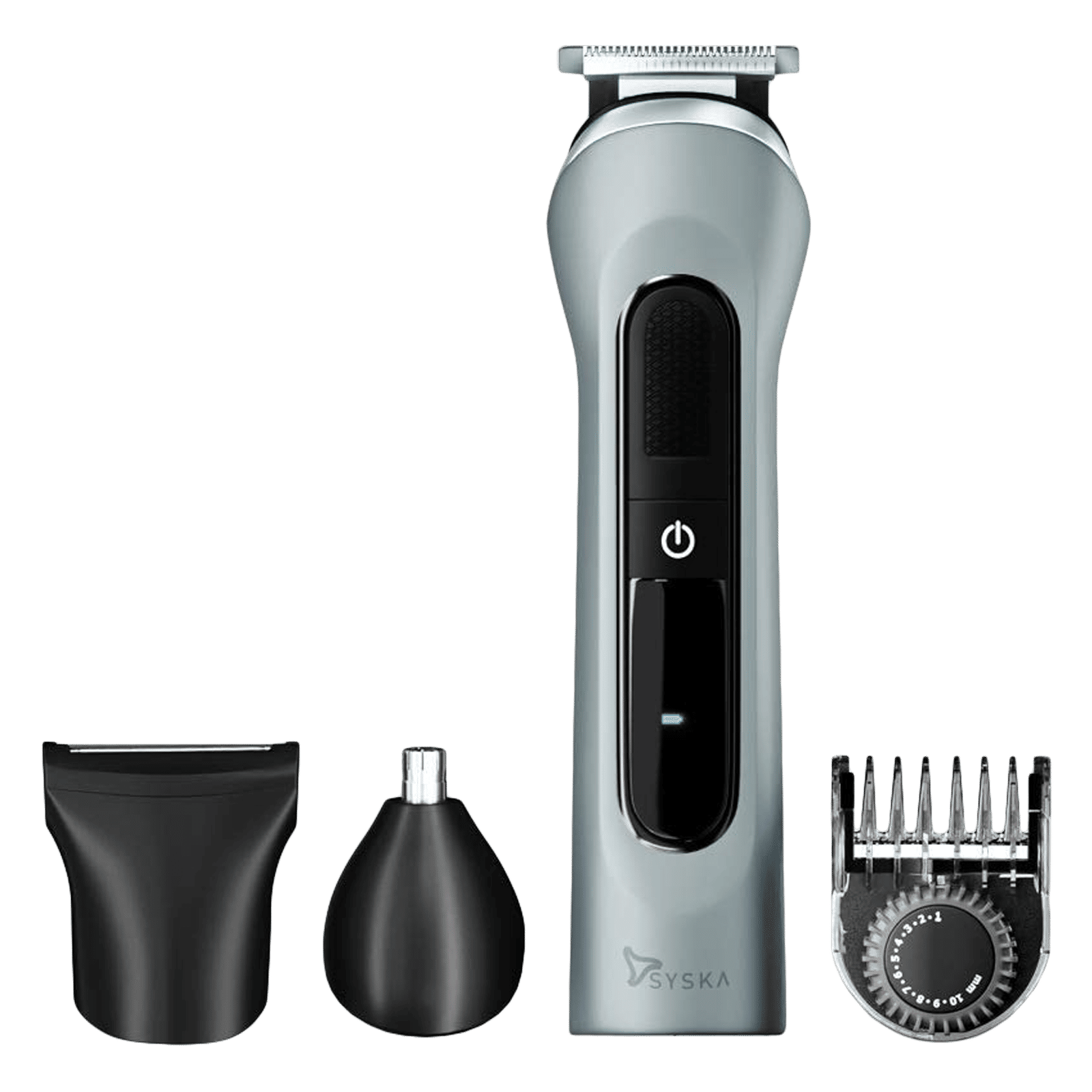 SYSKA UltraTrim Rechargeable Corded & Cordless Dry Trimmer for Beard, Moustache, Nose, Ear & Eyebrow with 20 Length Settings for Men (120min Runtime, Fast Charging, Grey) SYSKA UltraTrim Rechargeable Corded & Cordless Dry Trimmer for Beard, Moustache, Nose, Ear & Eyebrow with 20 Length Settings for Men (120min Runtime, Fast Charging, Grey)_1