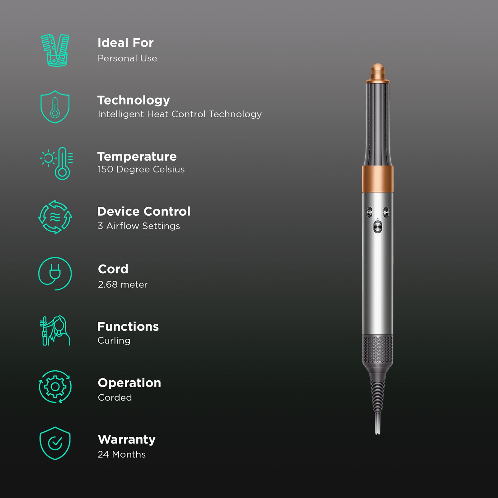 dyson Airwrap Hair Styler with Intelligent Heat Control Technology (Cold Shot, Bright Nickel & Rich Copper) dyson Airwrap Hair Styler with Intelligent Heat Control Technology (Cold Shot, Bright Nickel & Rich Copper)_3