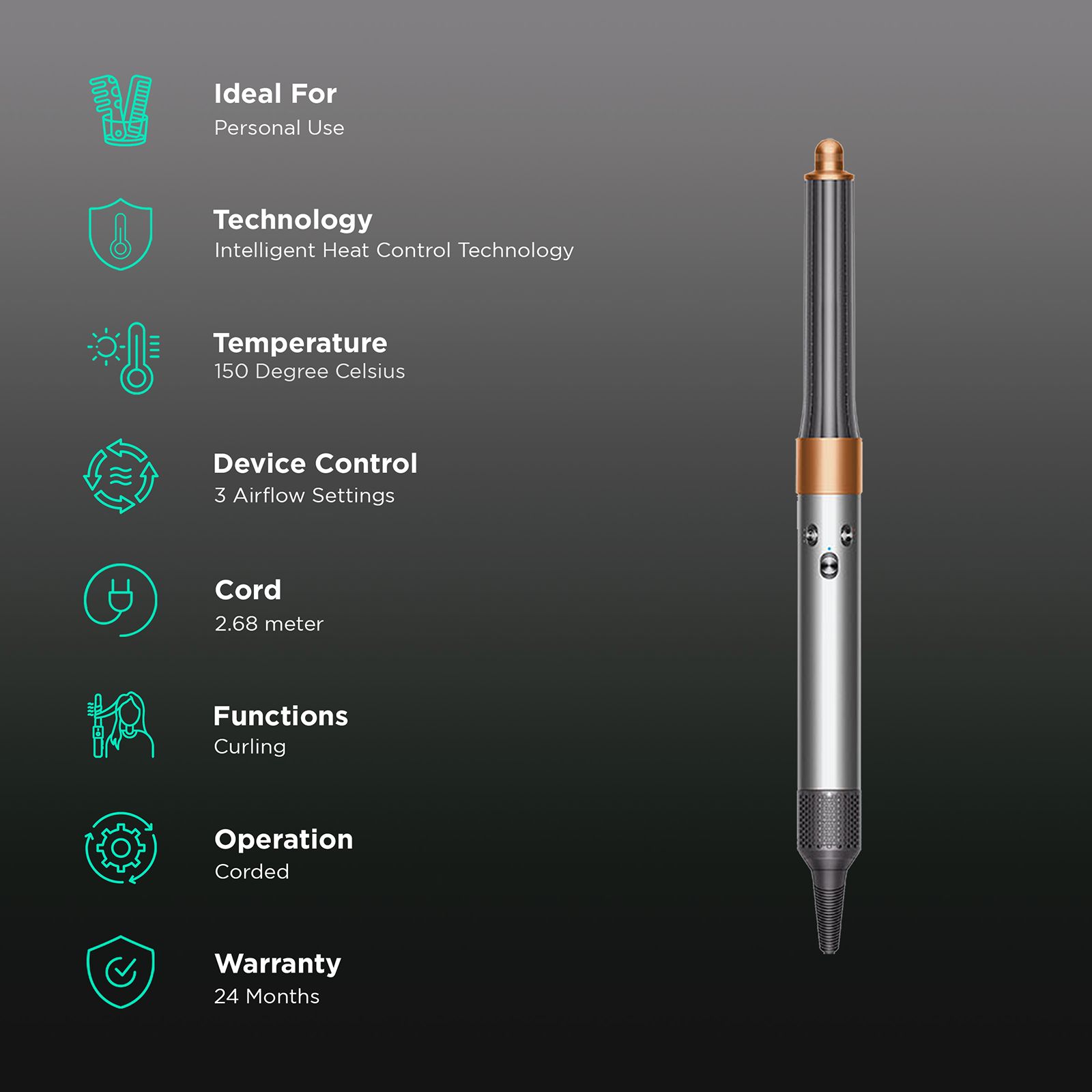 dyson Airwrap Hair Styler with Intelligent Heat Control Technology (Cold Shot, Bright Nickel & Rich Copper) dyson Airwrap Hair Styler with Intelligent Heat Control Technology (Cold Shot, Bright Nickel & Rich Copper)_3