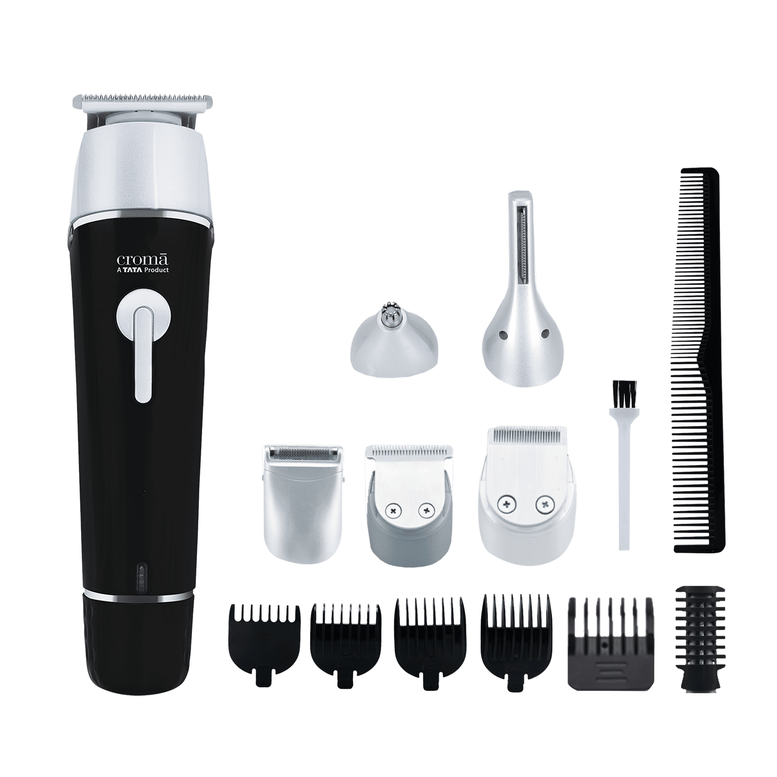 Croma 11-in-1 Rechargeable Cordless Grooming Kit for Nose, Ear, Eyebrow, Beard & Moustache for Men & Women (120min Runtime, Water Resistant, Black) Croma 11-in-1 Rechargeable Cordless Grooming Kit for Nose, Ear, Eyebrow, Beard & Moustache for Men & Women (120min Runtime, Water Resistant, Black)_1