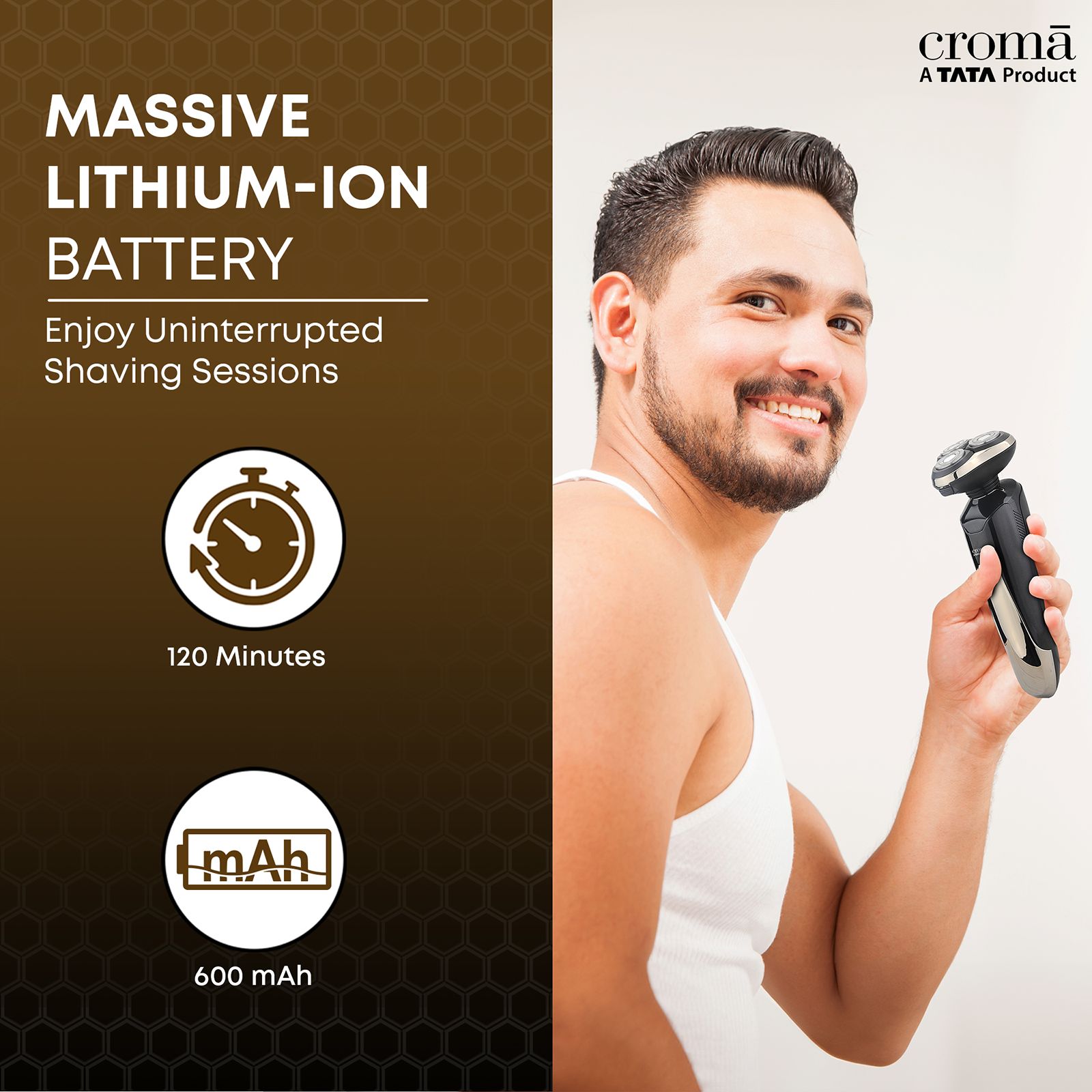 Croma 4-in-1 Rechargeable Cordless Grooming Kit for Nose, Ear, Eyebrow, Beard & Moustache for Men (120min Runtime, IPX6 Water Resistant, Black)_4