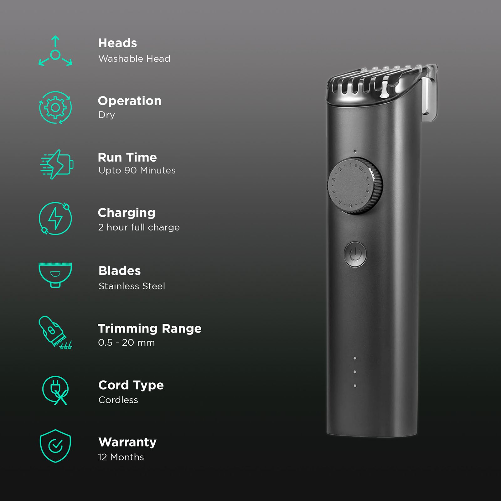 Xiaomi 2C Rechargeable Cordless Dry Trimmer for Beard & Moustache with 40 Length Settings for Men (90min Runtime, Quick & Versatile Charge, Black) Xiaomi 2C Rechargeable Cordless Dry Trimmer for Beard & Moustache with 40 Length Settings for Men (90min Runtime, Quick & Versatile Charge, Black)_2
