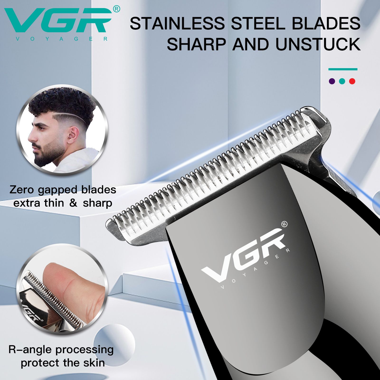 VGR V-030 Rechargeable Corded & Cordless Wet & Dry Trimmer for Hair Clipping, Beard, Moustache & Body Grooming with 5 Length Settings for Men (100min Runtime, LED Indicator, Black)_6