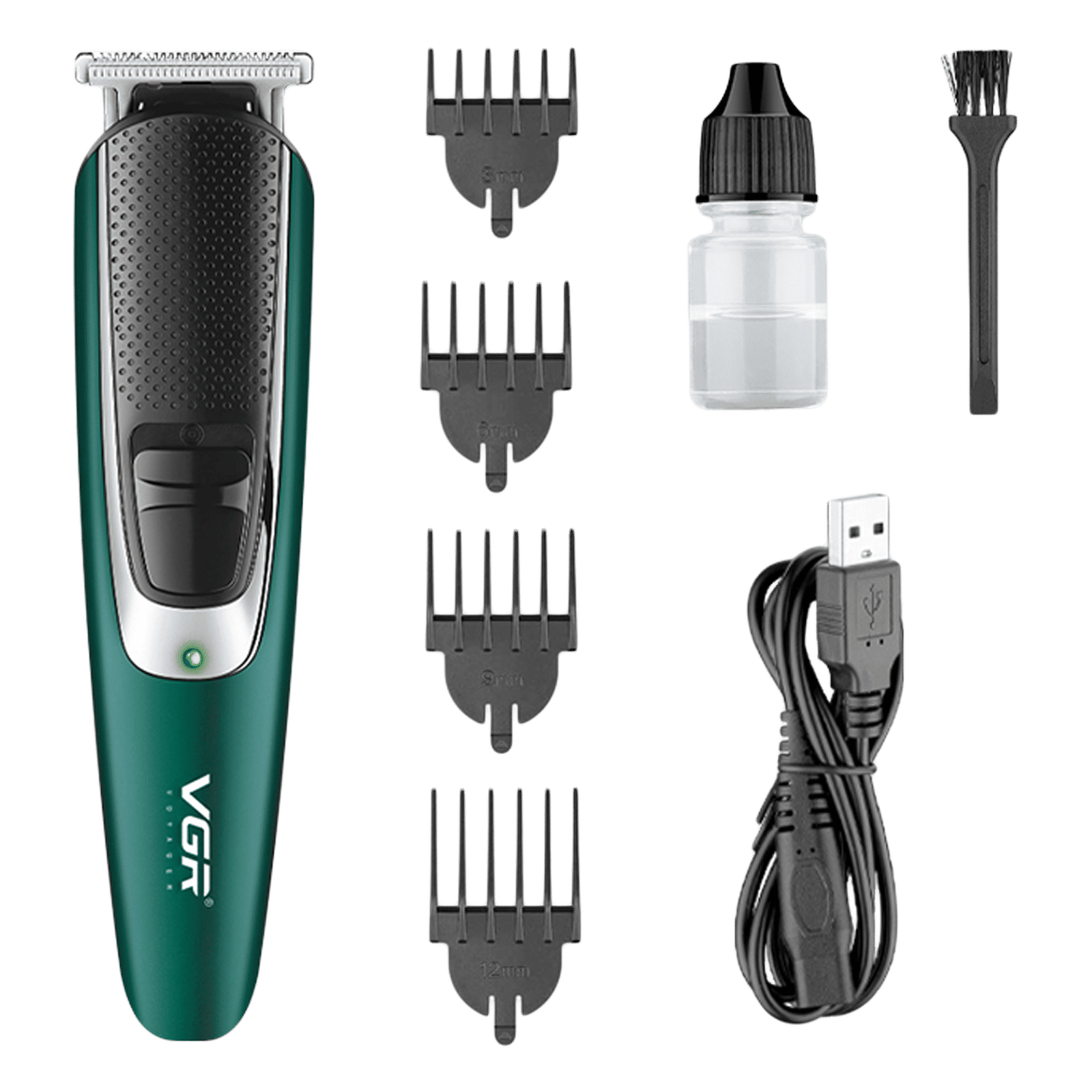 VGR V-176 Rechargeable Cordless Wet & Dry Trimmer for Hair Clipping, Beard, Moustache & Body Grooming with 4 Length Settings for Men (120min Runtime, Adjustable Lock Settings, Green)_1