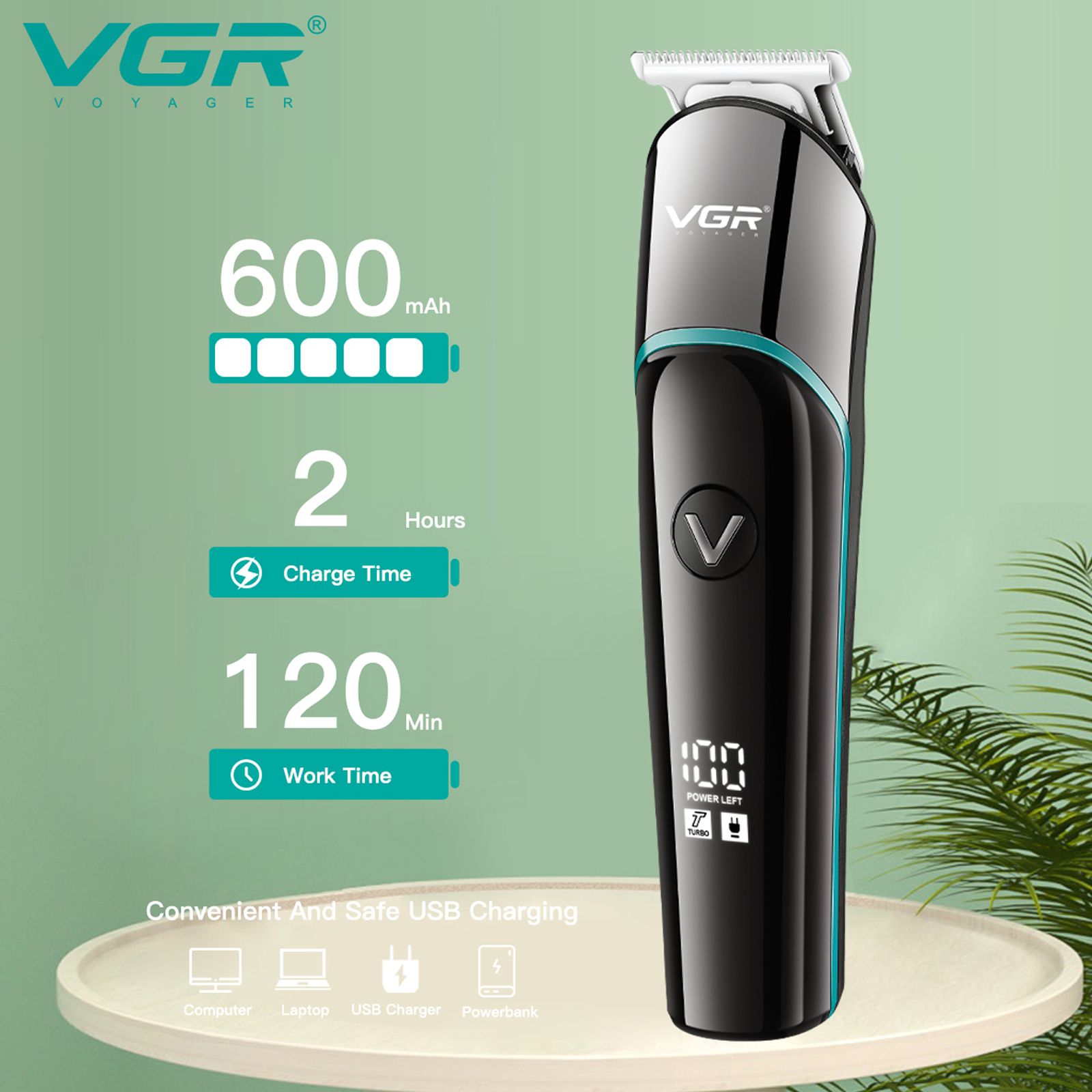 VGR V-291 Rechargeable Corded & Cordless Wet & Dry Trimmer for Hair Clipping, Beard, Moustache & Body Grooming with 4 Length Settings for Men (120min Runtime, LED Digital Display, Blue) VGR V-291 Rechargeable Corded & Cordless Wet & Dry Trimmer for Hair Clipping, Beard, Moustache & Body Grooming with 4 Length Settings for Men (120min Runtime, LED Digital Display, Blue)_4