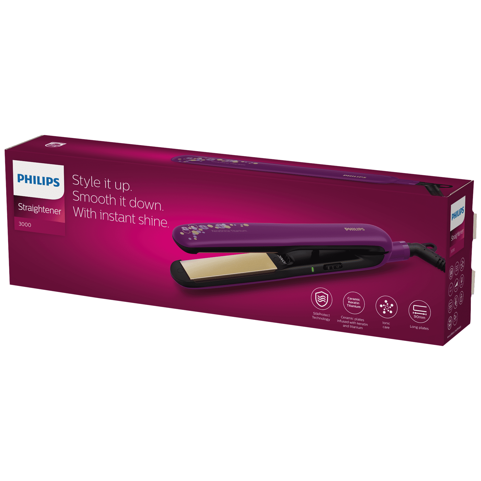 PHILIPS BHS336 Hair Straightener with SilkProtect Technology (Titanium Plates, Purple) PHILIPS BHS336 Hair Straightener with SilkProtect Technology (Titanium Plates, Purple)_4