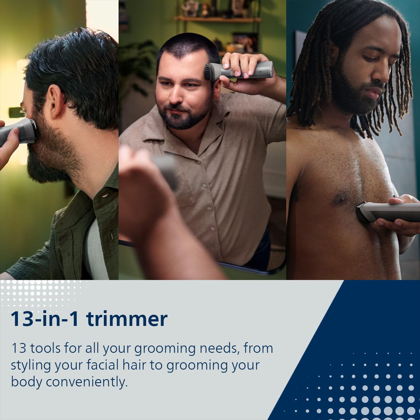 PHILIPS Series 5000 13-in-1 Rechargeable Cordless Grooming Kit for Face, Head and Body for Men (120mins Runtime, Beard Sense Technology, Silver) PHILIPS Series 5000 13-in-1 Rechargeable Cordless Grooming Kit for Face, Head and Body for Men (120mins Runtime, Beard Sense Technology, Silver)_11