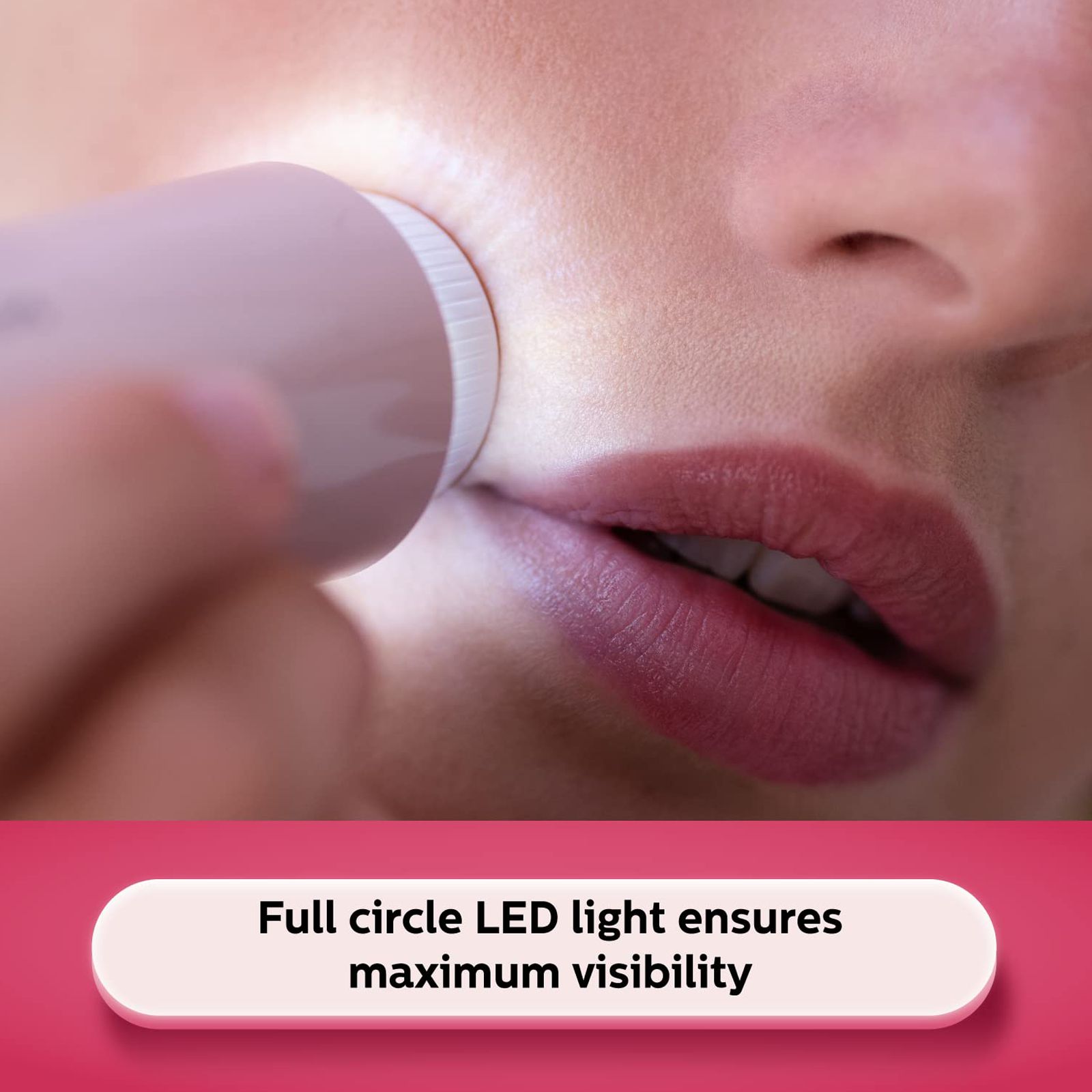 PHILIPS 5000 Series Cordless Grooming Kit for Face for Women (300mins Runtime, Full Circle LED Light, Lychee Pink)_5