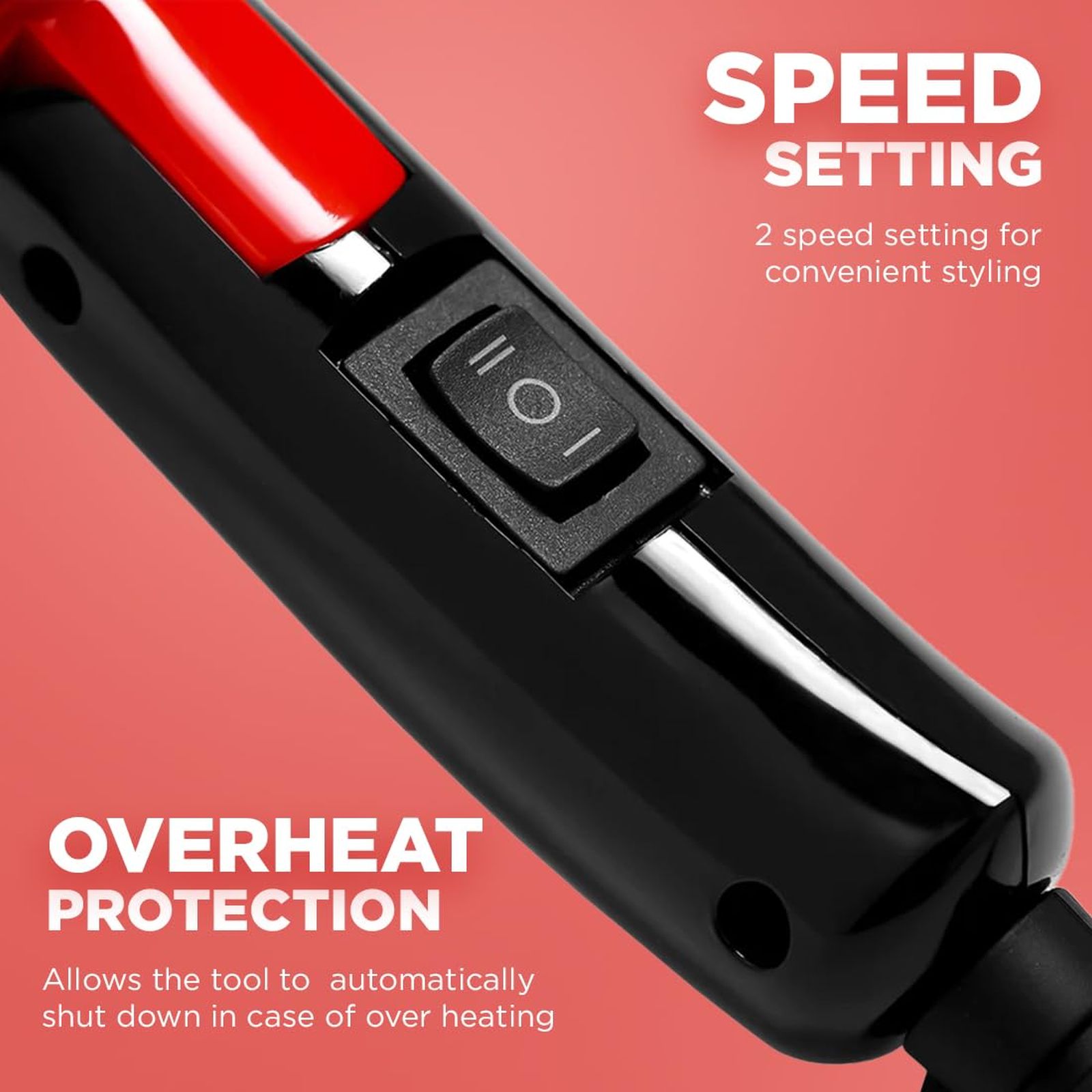 Ikonic Me Mini Speedy Hair Dryer with 2 Heat Settings & Cool Blow (Auto Shutoff, Red)_6