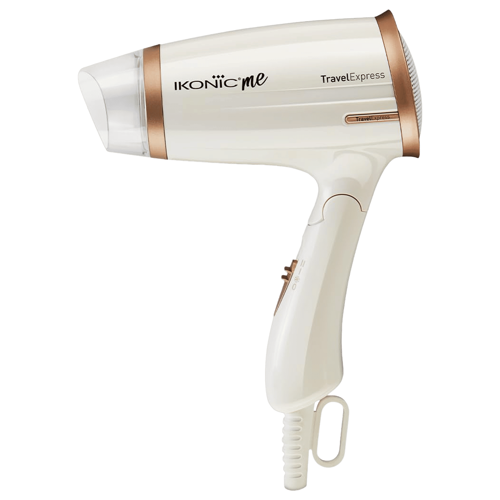 Ikonic Me Travel Express Hair Dryer with 3 Heat Settings & Cool Blow (Overheat Protection, White & Rose Gold) Ikonic Me Travel Express Hair Dryer with 3 Heat Settings & Cool Blow (Overheat Protection, White & Rose Gold)_1