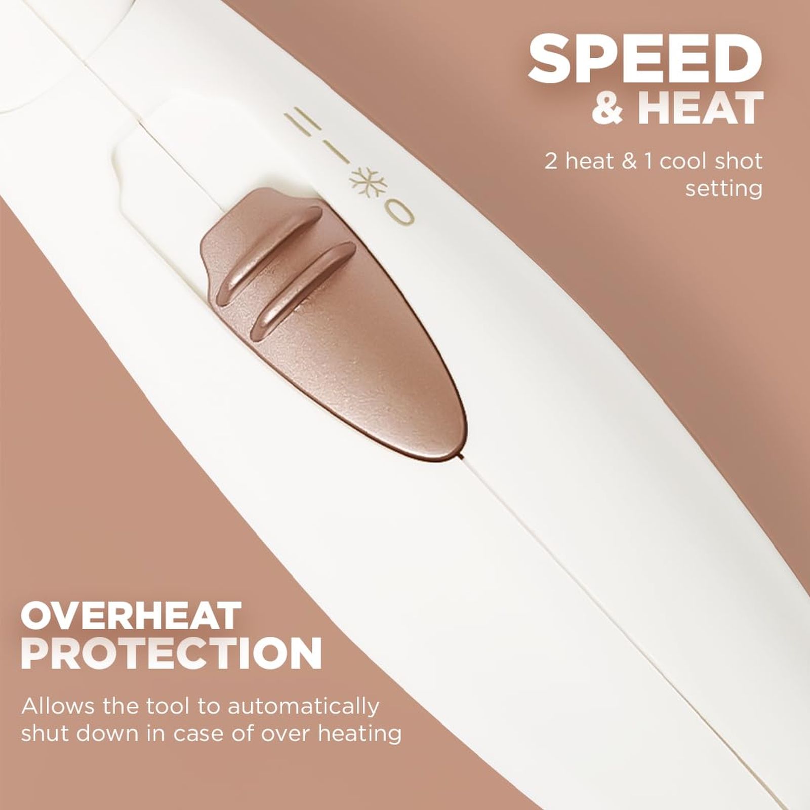 Ikonic Me Travel Express Hair Dryer with 3 Heat Settings & Cool Blow (Overheat Protection, White & Rose Gold) Ikonic Me Travel Express Hair Dryer with 3 Heat Settings & Cool Blow (Overheat Protection, White & Rose Gold)_7