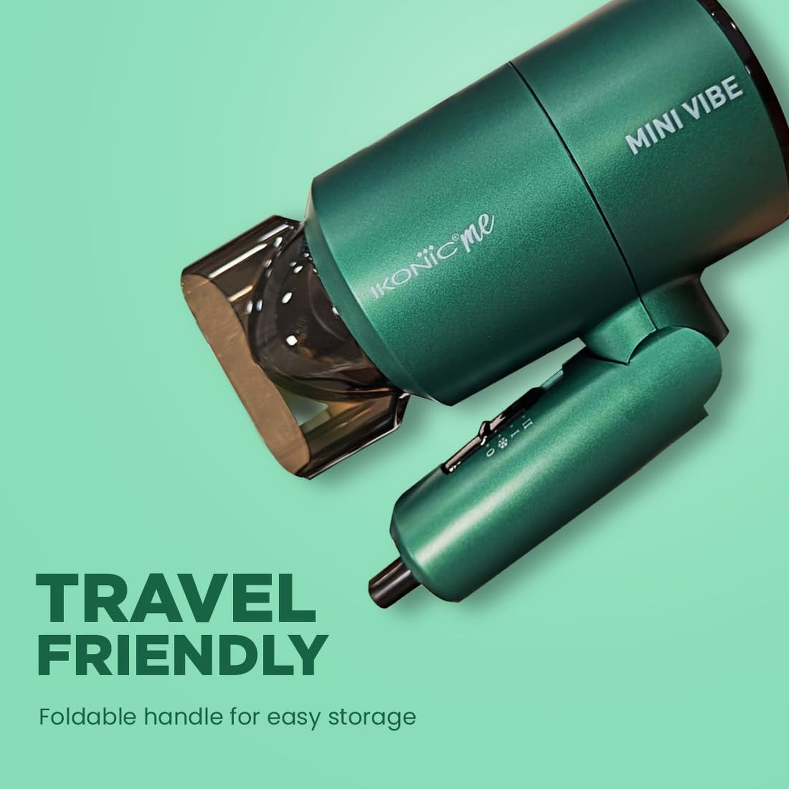 Ikonic Mini Vibe Hair Dryer with 2 Heat Settings & Cool Shot (Low Noise, Emerald) Ikonic Mini Vibe Hair Dryer with 2 Heat Settings & Cool Shot (Low Noise, Emerald)_4