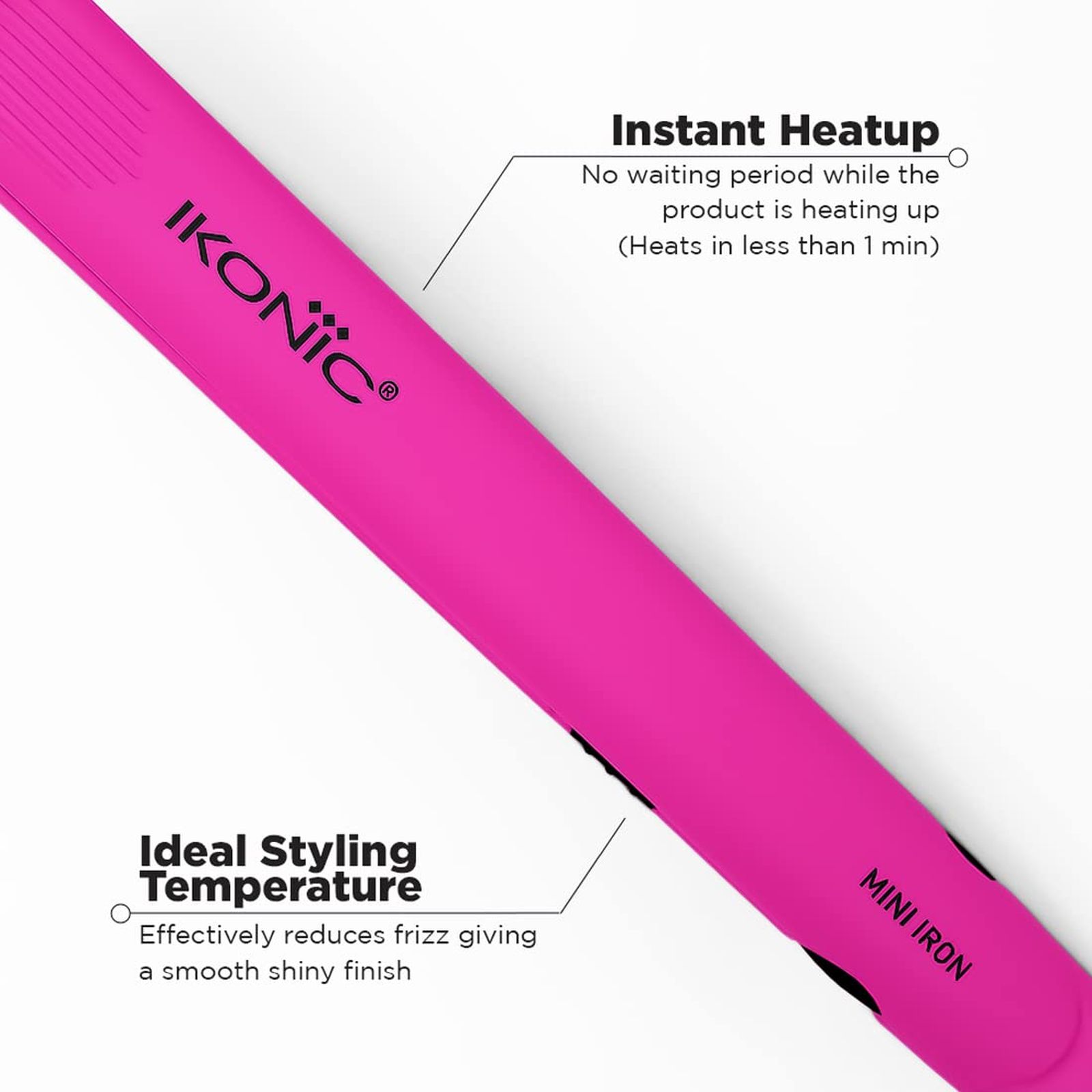 Ikonic Mini Hair Straightener with Ionic Technology (Ceramic Plates, Pink) Ikonic Mini Hair Straightener with Ionic Technology (Ceramic Plates, Pink)_6